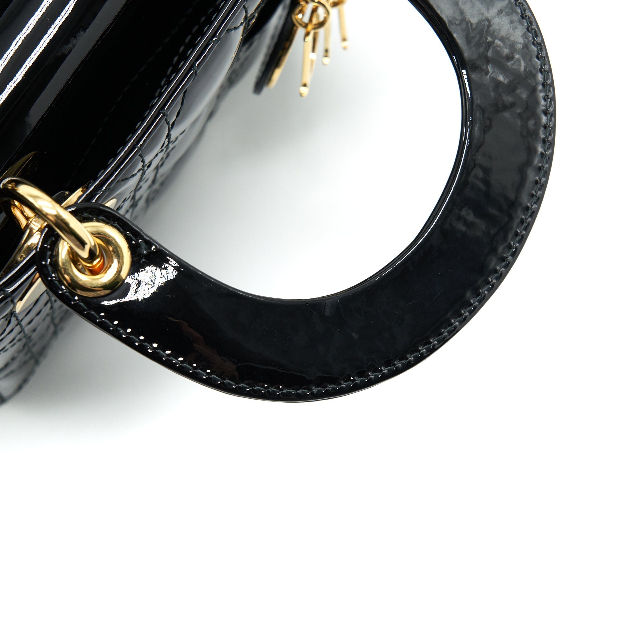 DIOR MINI LADY DIOR PATENT LEATHER BLACK GHW