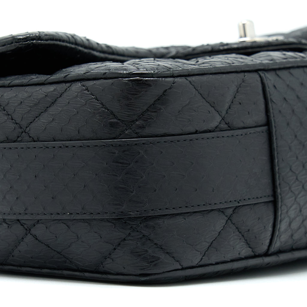 CHANEL TOP HANDLE FLAP BAG PYTHON BLACK SHW