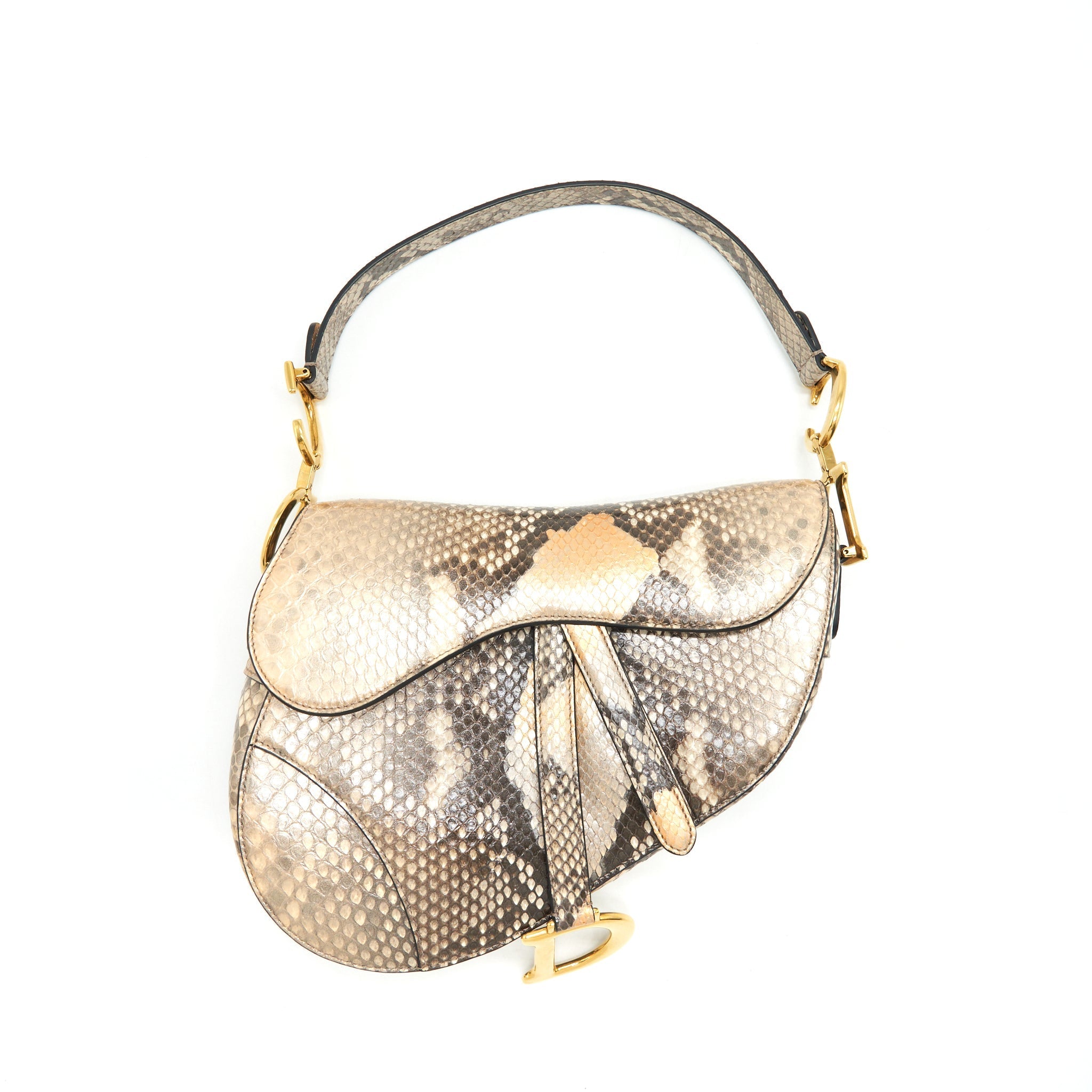 DIOR PYTHON MEDIUM SADDLE BAG GHW