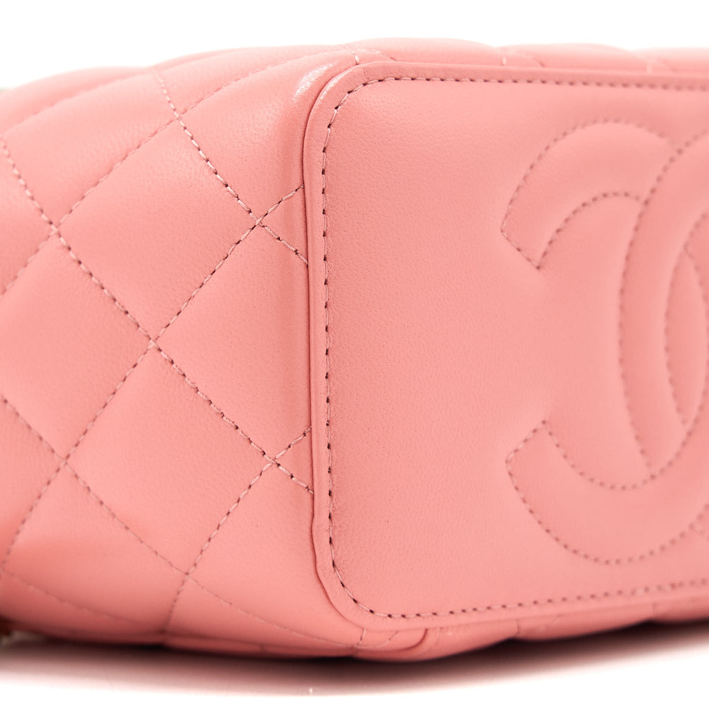 CHANEL 22A TOP HANDLE LONG VANITY CASE LAMBSKIN PINK LGHW (MICROCHIP)