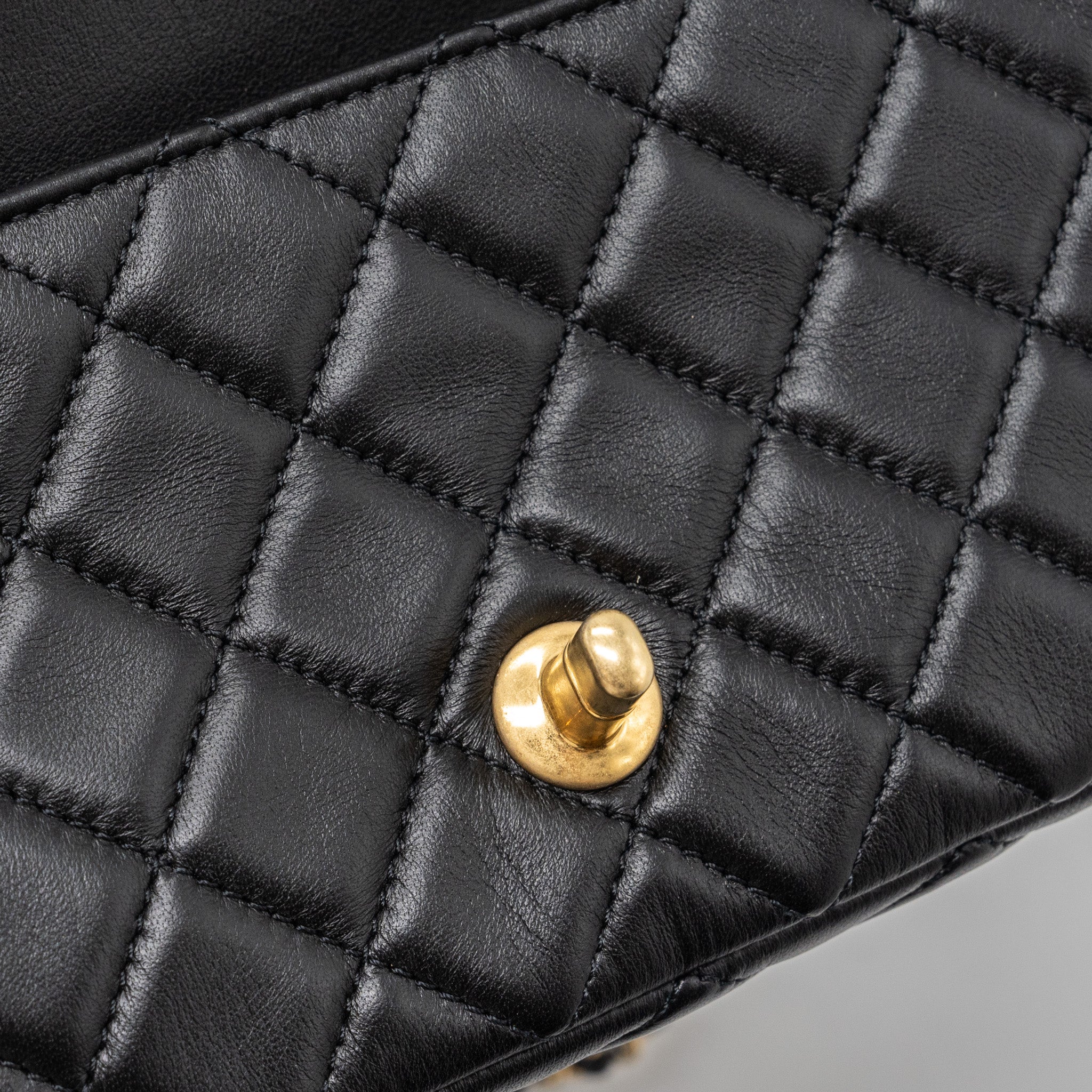 CHANEL PEARL CRUSH MINI RECTANGULAR FLAP BAG LAMBSKIN BLACK GHW