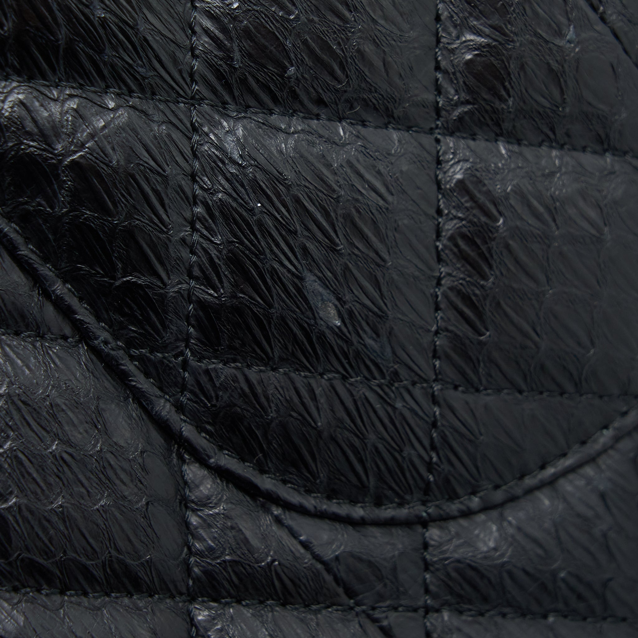 CHANEL TOP HANDLE FLAP BAG PYTHON BLACK SHW