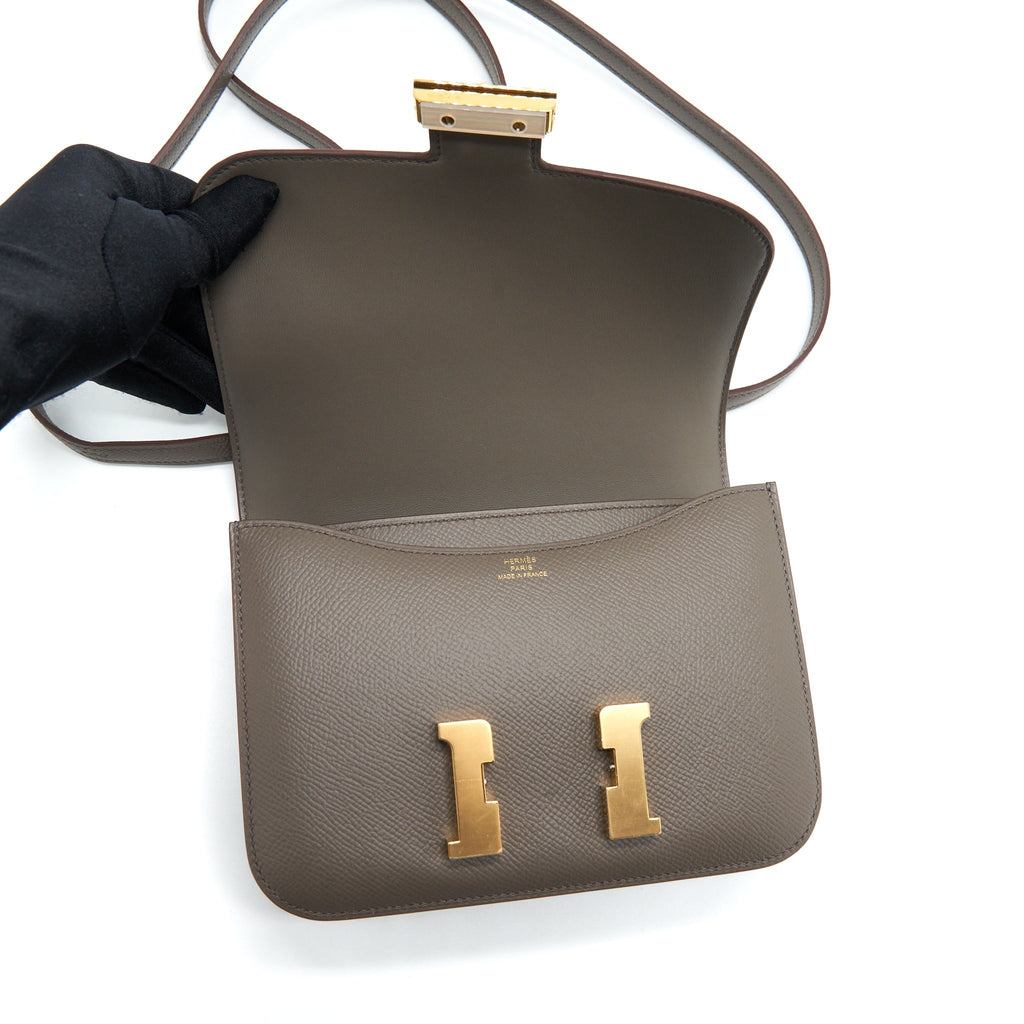 HERMES MINI CONSTANCE EPSOM 8F GRIS ETAIN GHW