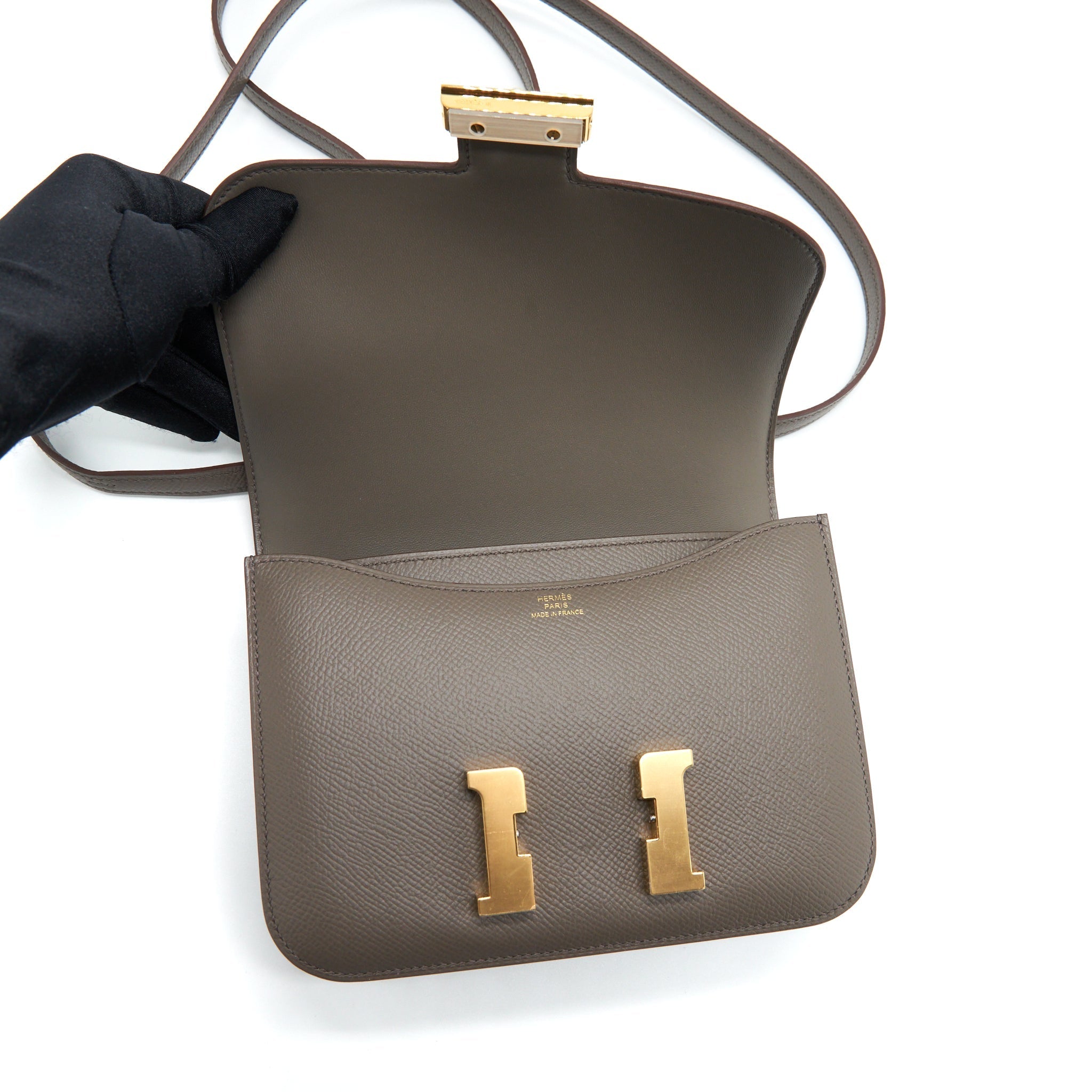 HERMES MINI CONSTANCE EPSOM 8F GRIS ETAIN GHW