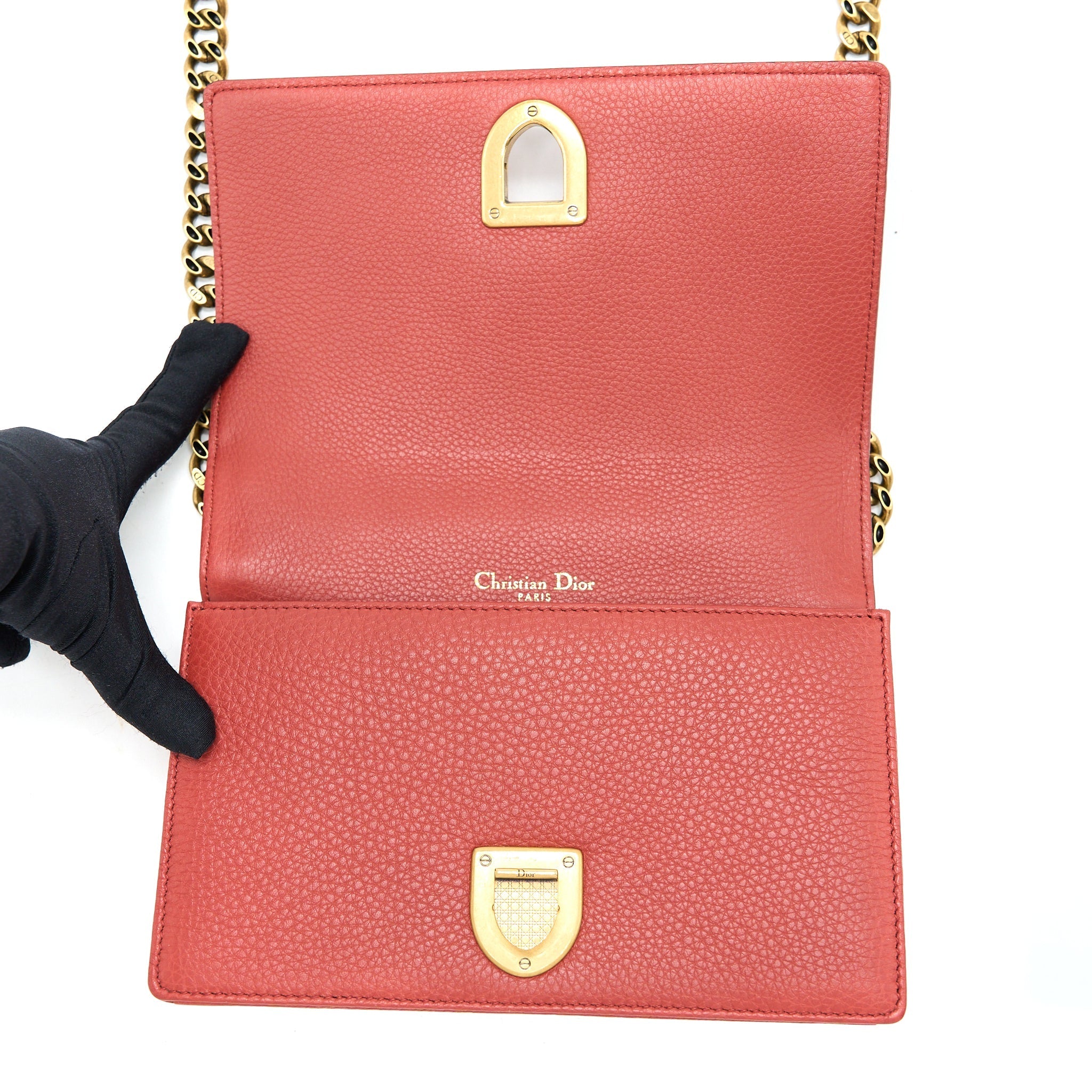 DIOR SMALL DIORAMA CALFSKIN RED BRUSHED GHW