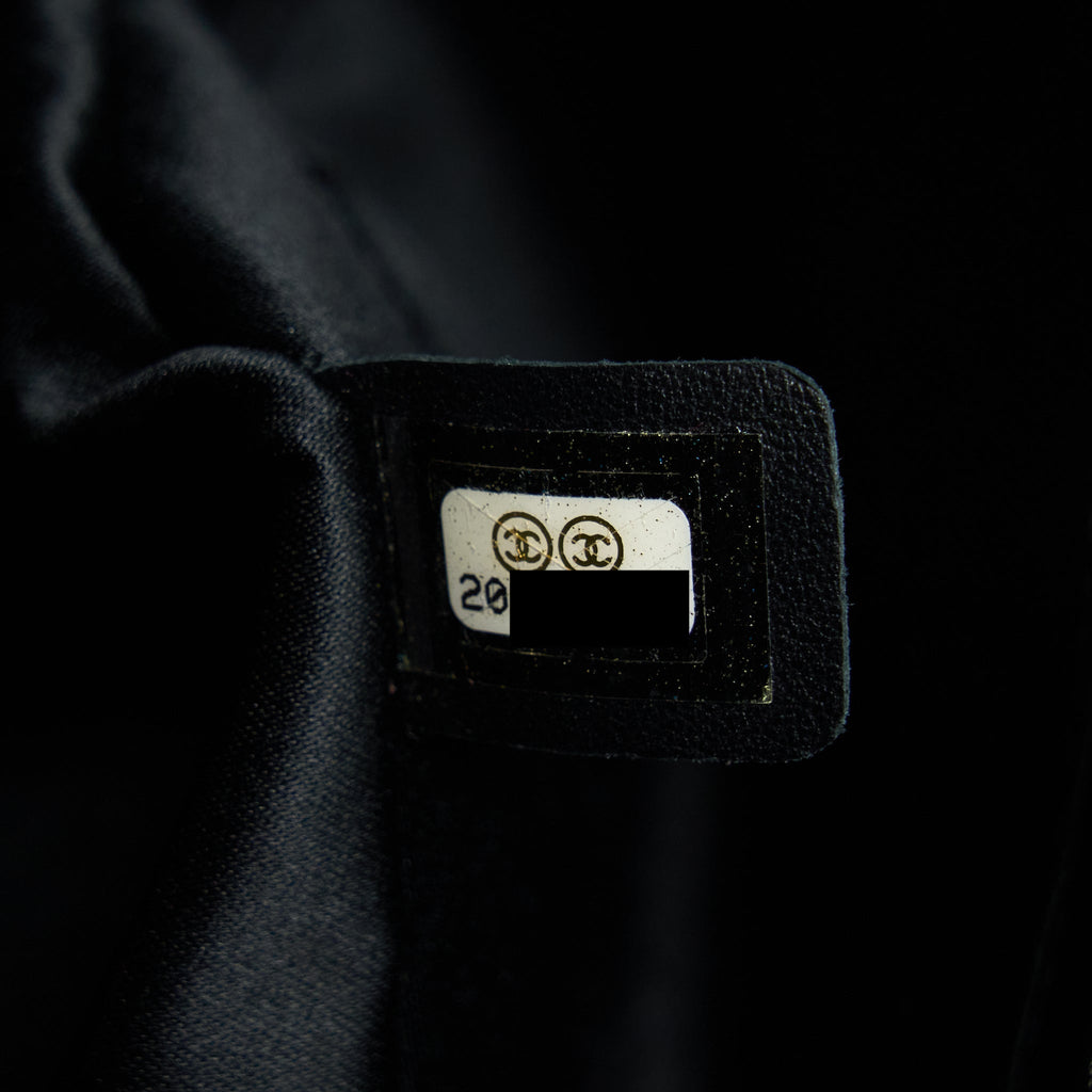 CHANEL TOP HANDLE FLAP BAG PYTHON BLACK SHW