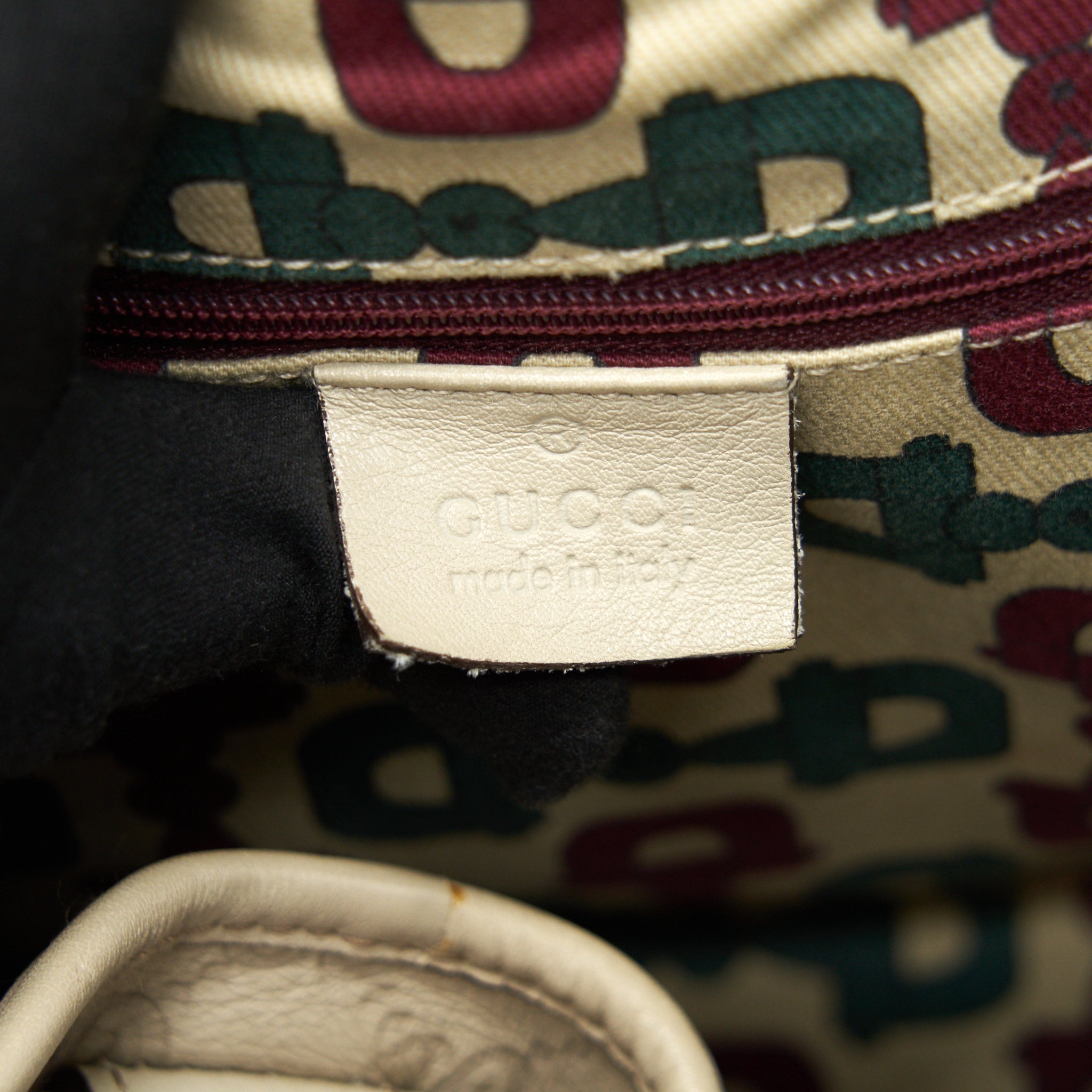 GUCCI MONOGRAM LEATHER SHOPPING TOTE BAG CREAMY BEIGE GHW