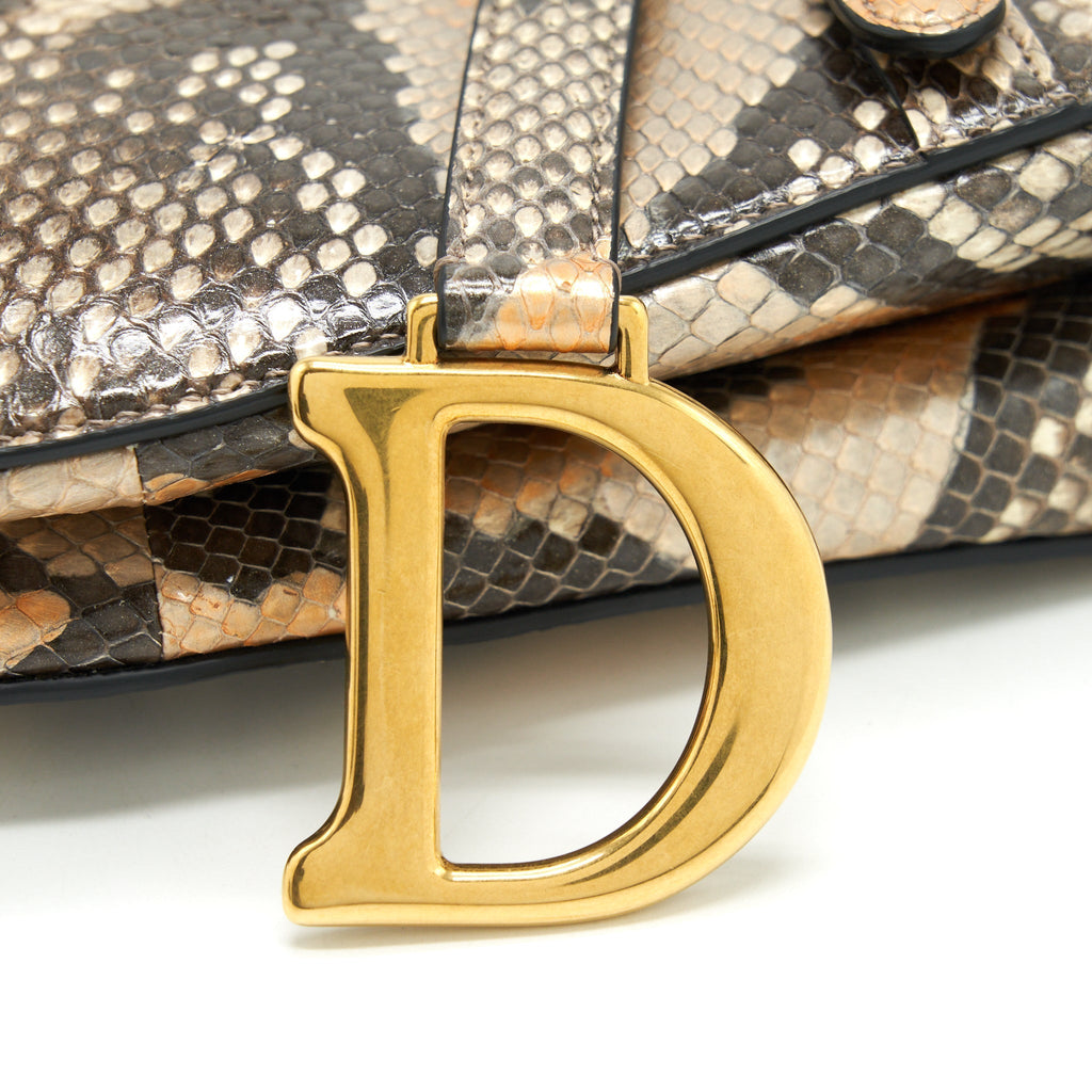 DIOR PYTHON MEDIUM SADDLE BAG GHW