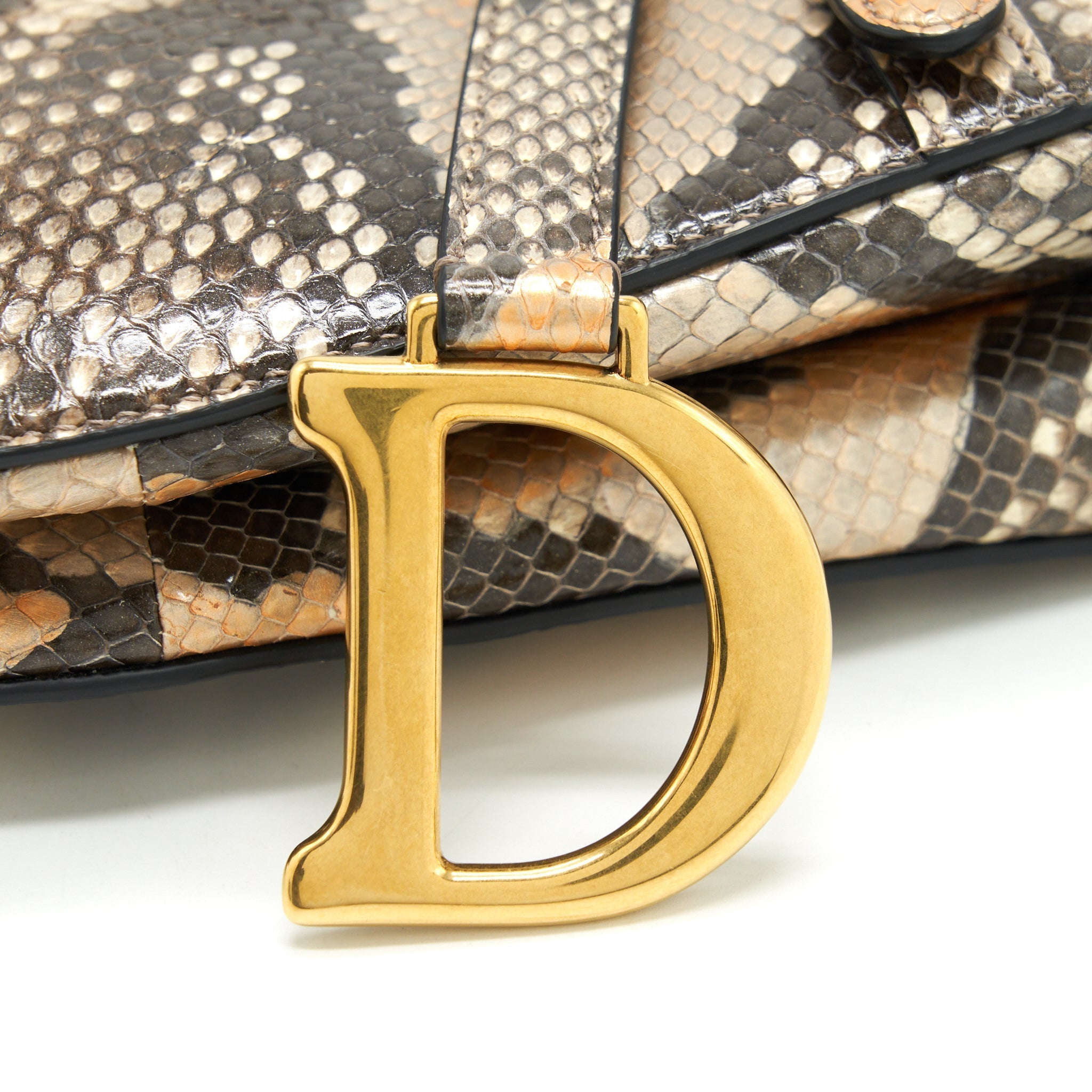 DIOR PYTHON MEDIUM SADDLE BAG GHW