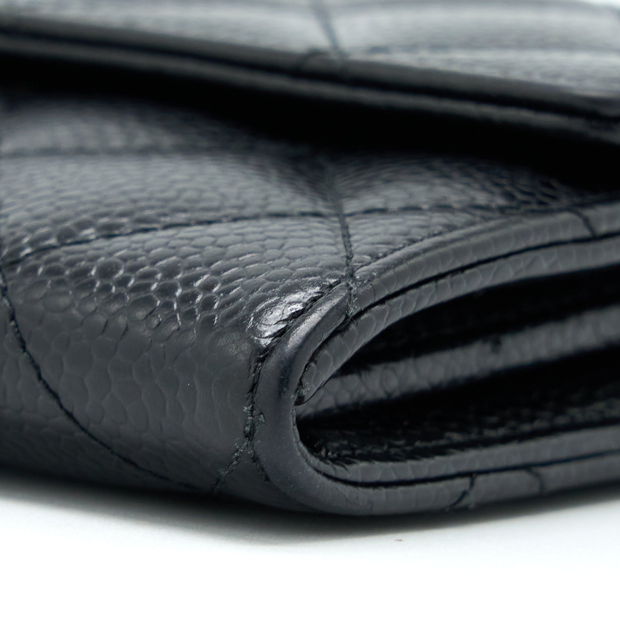 CHANEL CLASSIC LONG WALLET CAVIAR BLACK LGHW
