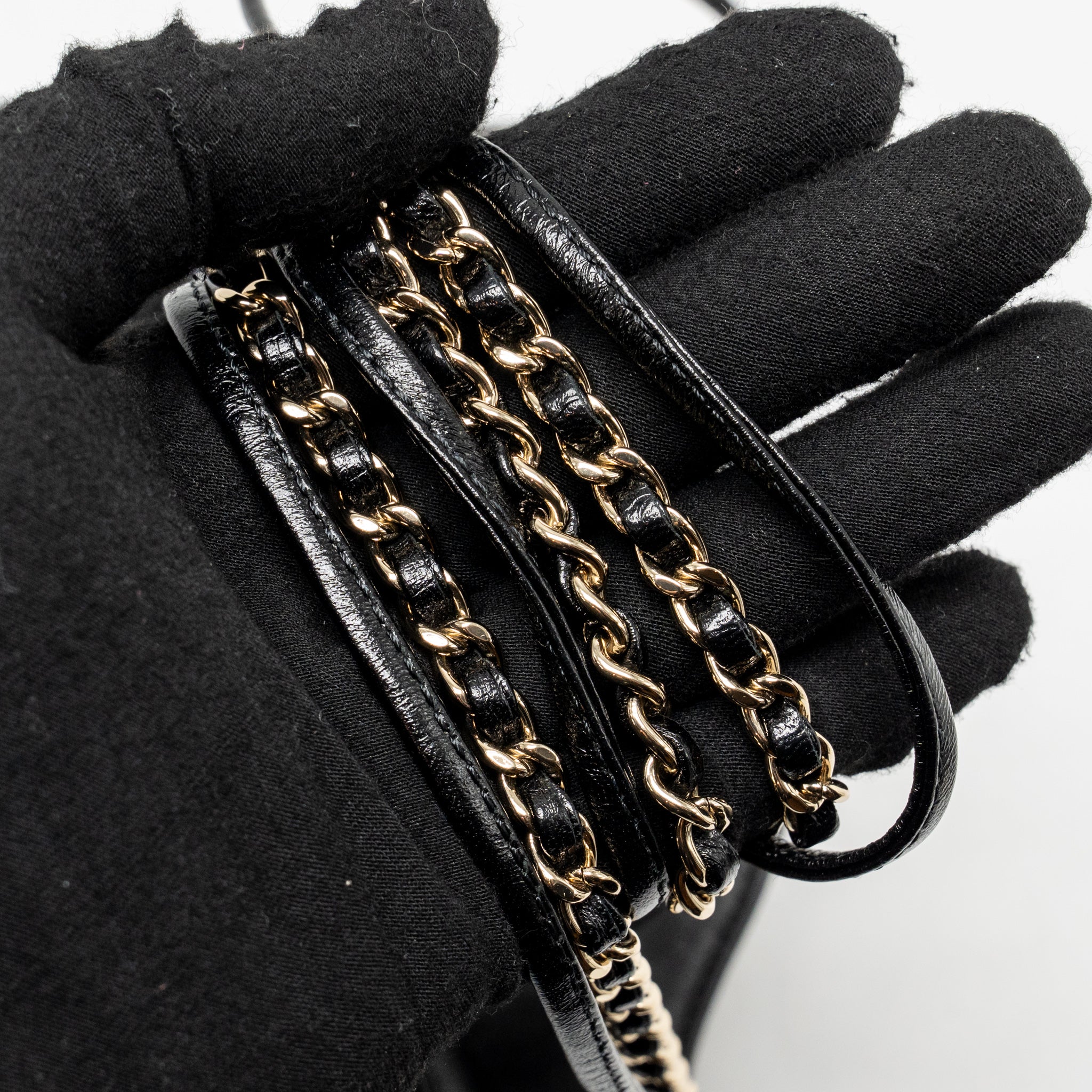 CHANEL MINI 31 BAG SHINY LAMBSKIN BLACK LGHW (MICROCHIP)