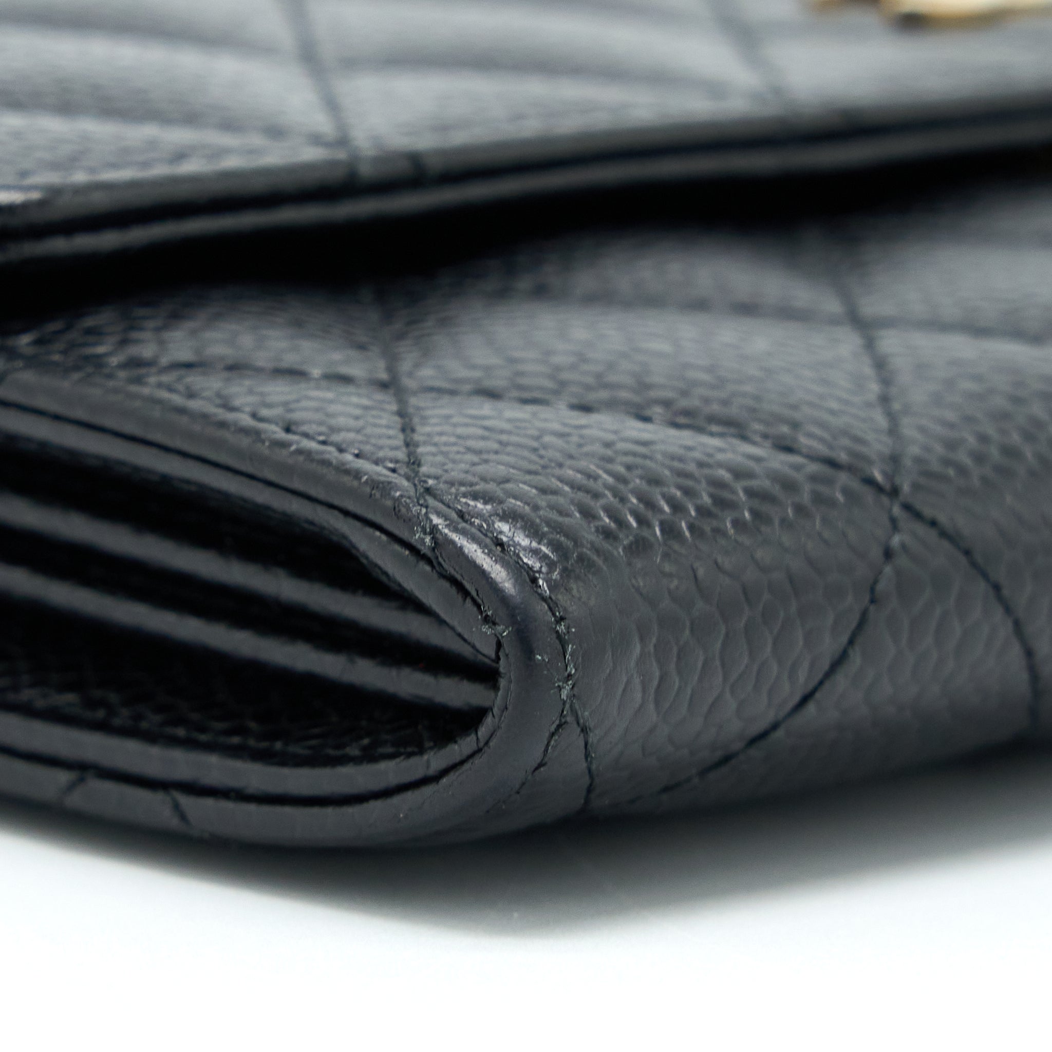 CHANEL CLASSIC LONG WALLET CAVIAR BLACK LGHW
