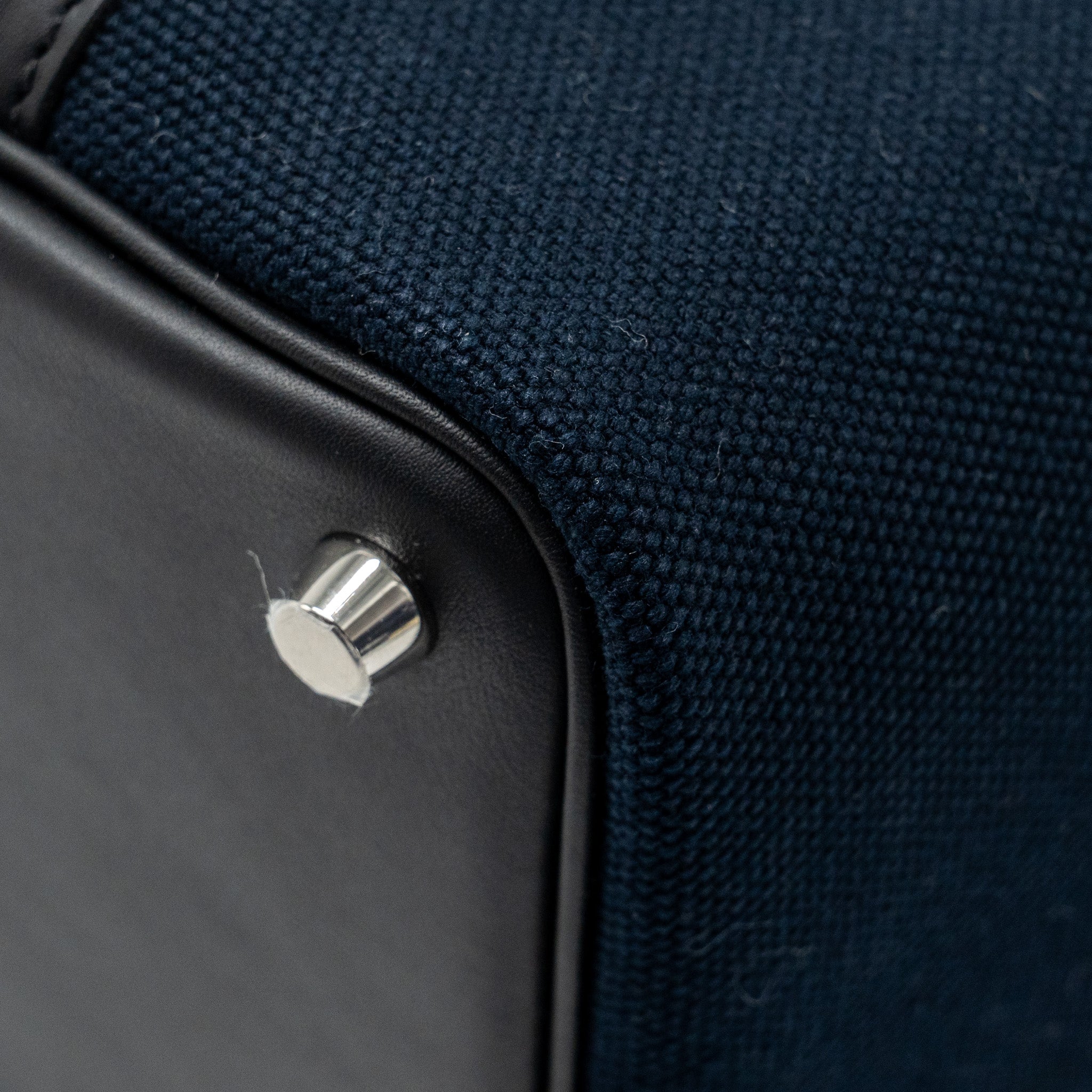 HERMES CARGO PICOTIN 18 LOCK BAG CANVAS/SWIFT BLEU MARINE/BLACK SHW