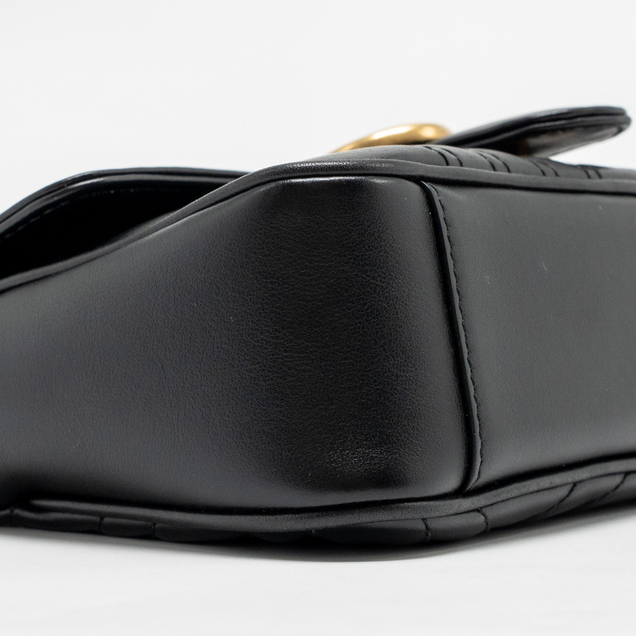 GUCCI SMALL GG MARMONT SHOULDER BAG CALFSKIN BLACK GHW