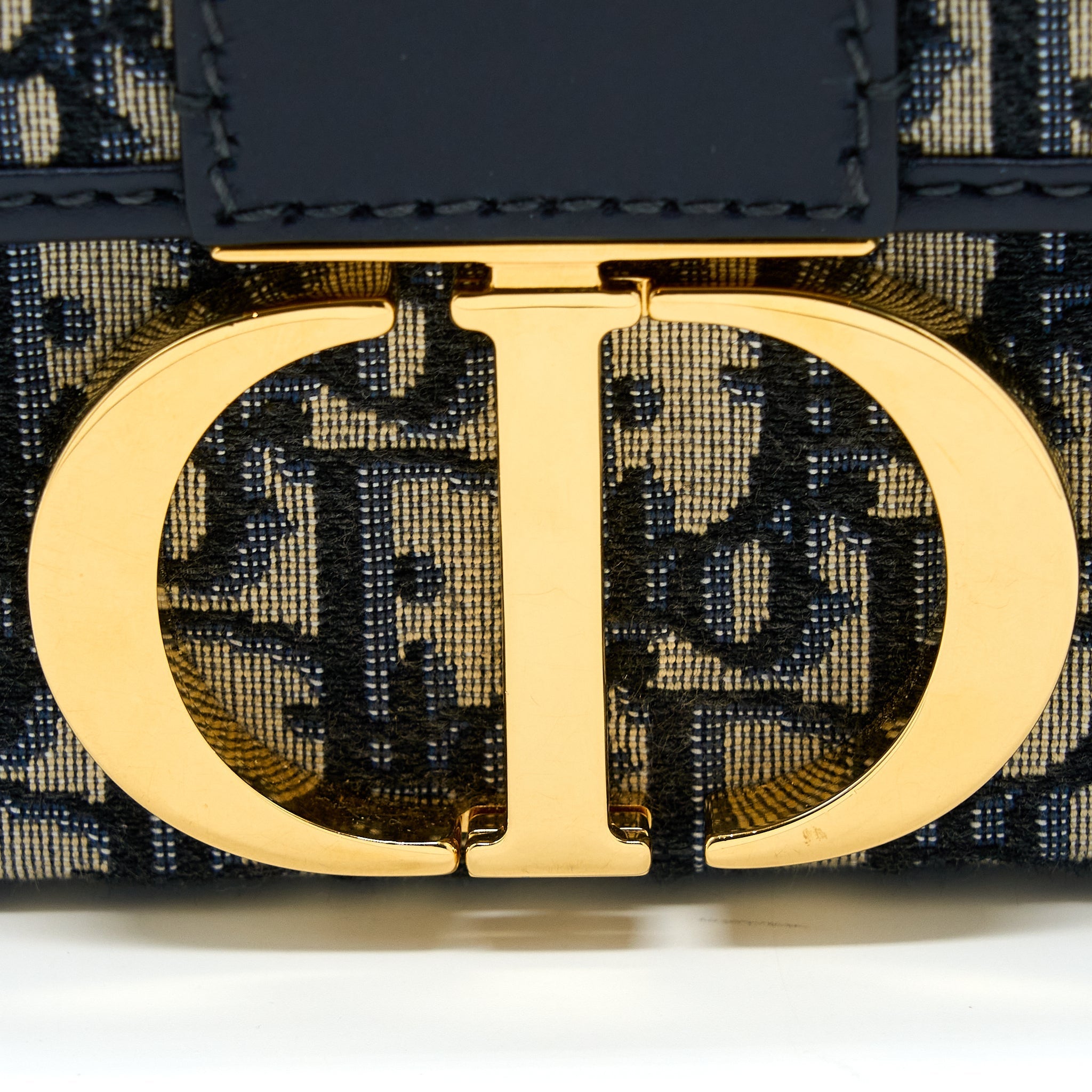 DIOR 30 MONTAIGNE MINI BOX BAG BLUE OBLIQUE GHW