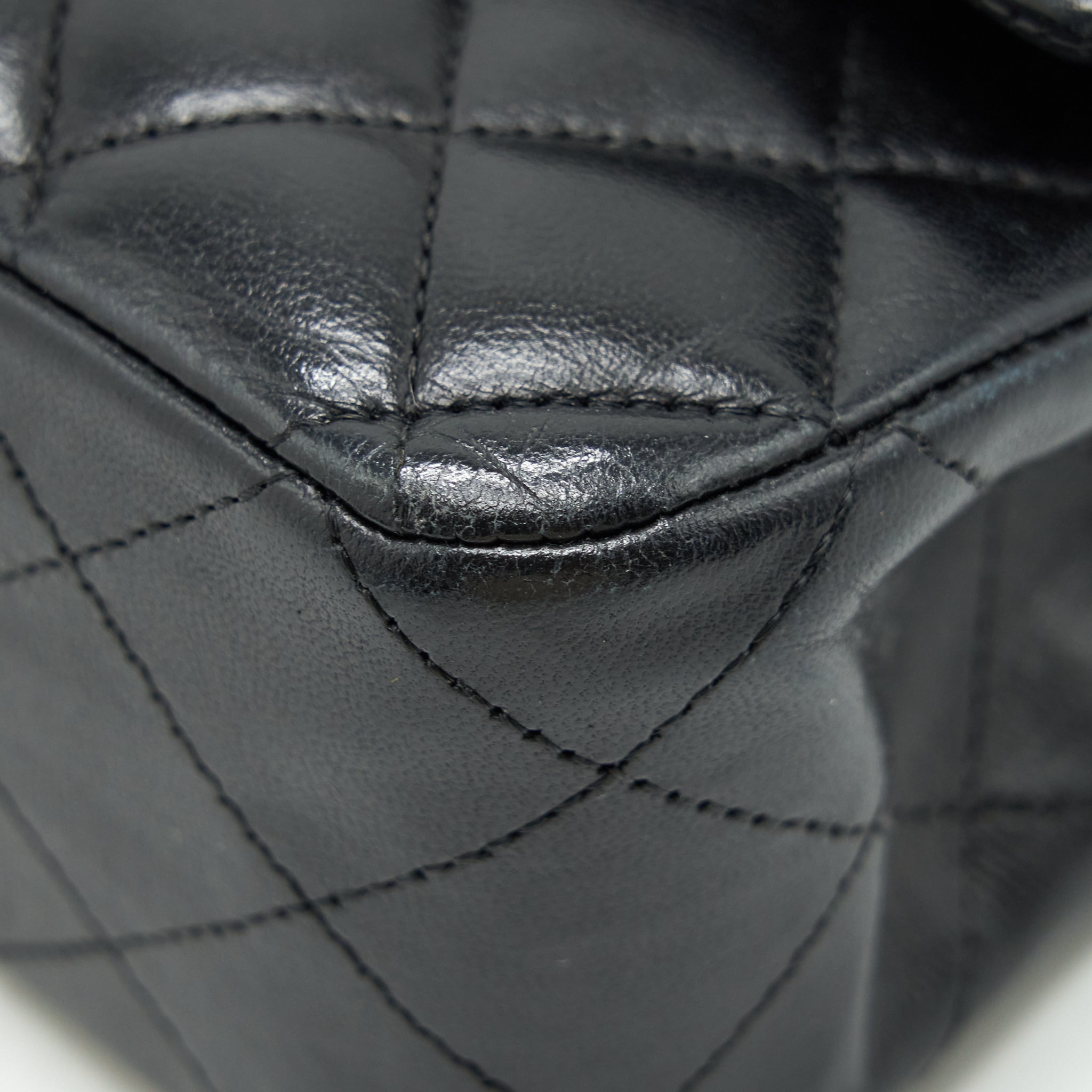 CHANEL MEDIUM CLASSIC FLAP BAG LAMBSKIN BLACK SHW