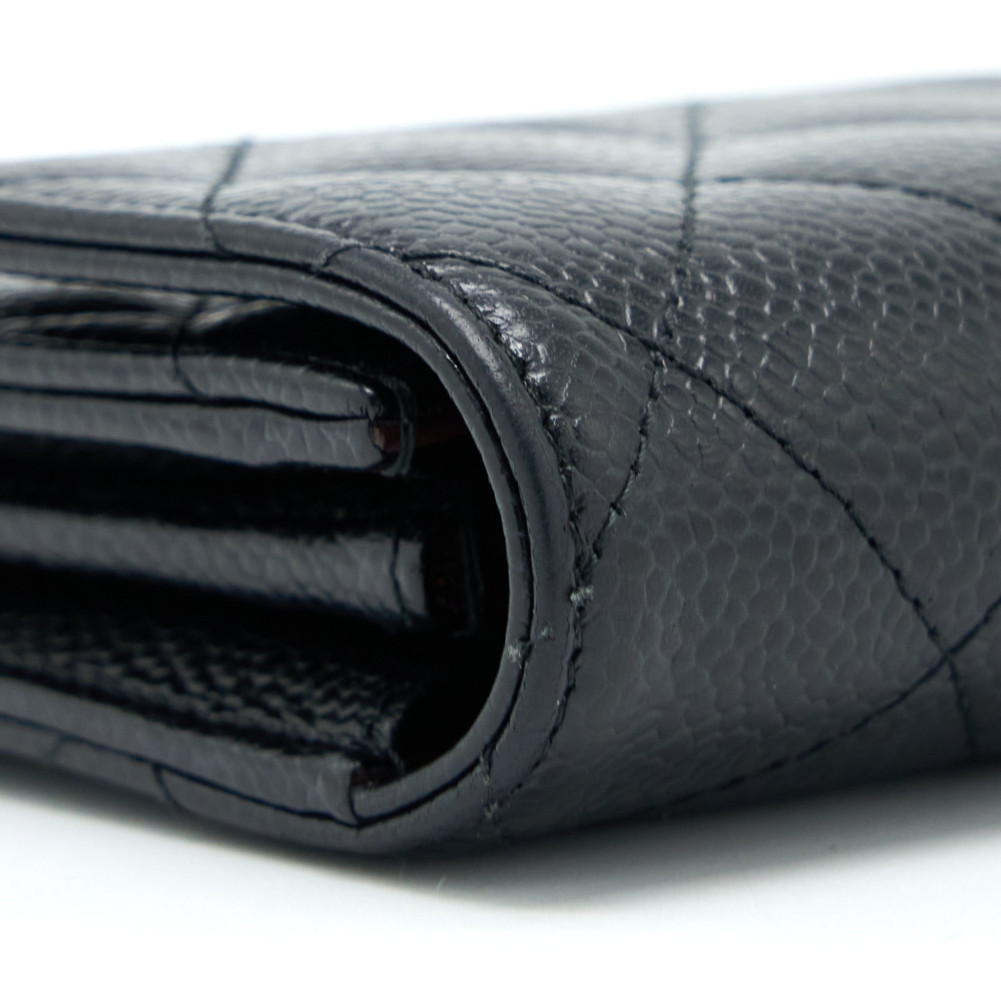 CHANEL CLASSIC LONG WALLET CAVIAR BLACK LGHW