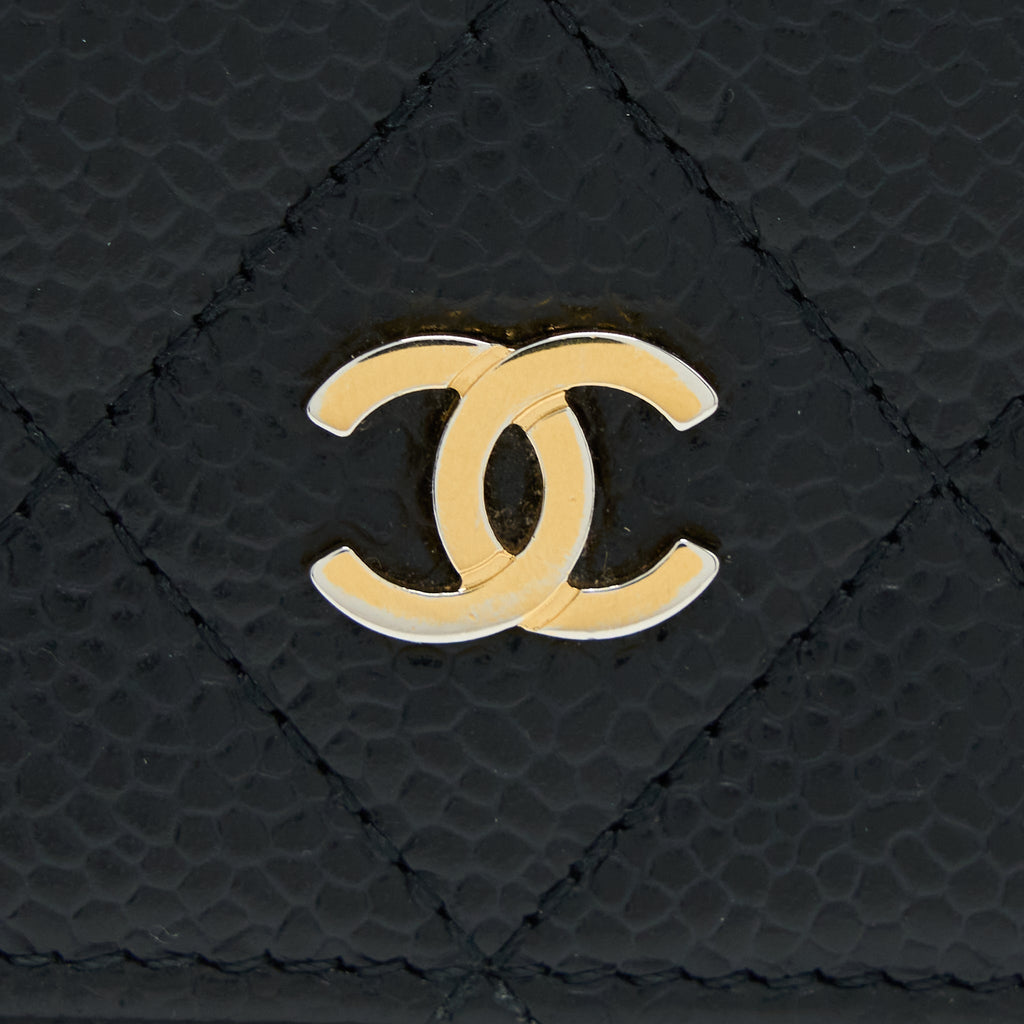 CHANEL CLASSIC LONG WALLET CAVIAR BLACK LGHW