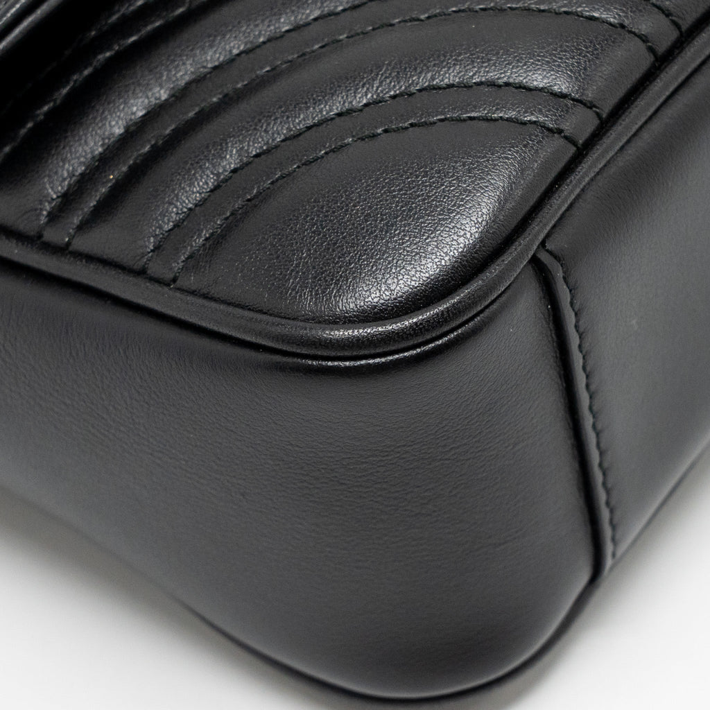 GUCCI SMALL GG MARMONT SHOULDER BAG CALFSKIN BLACK GHW