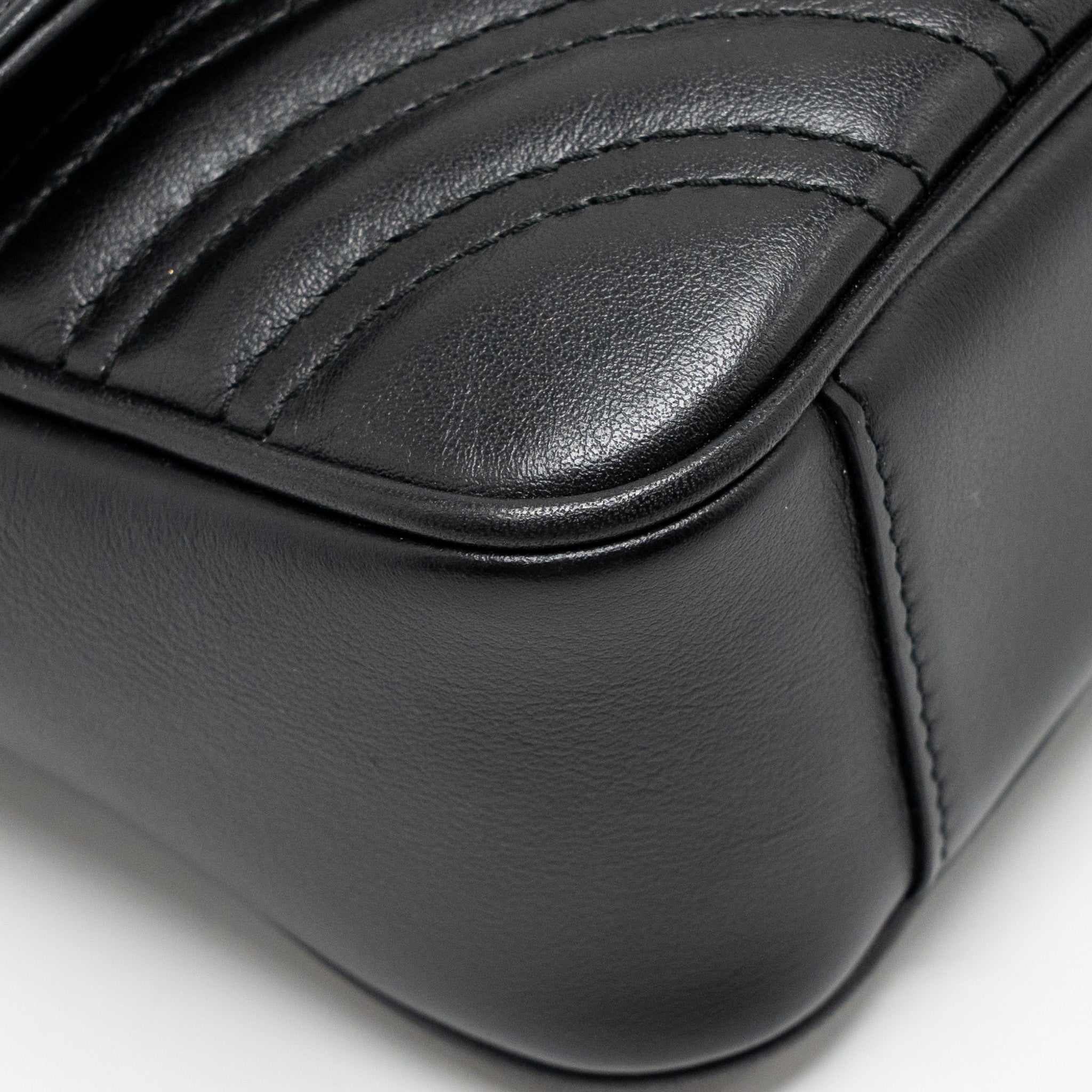 GUCCI SMALL GG MARMONT SHOULDER BAG CALFSKIN BLACK GHW