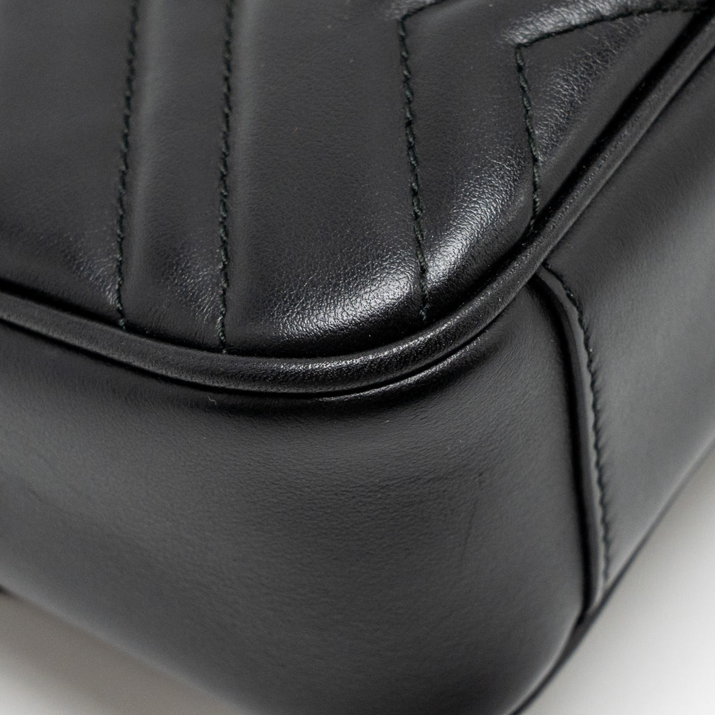 GUCCI SMALL GG MARMONT SHOULDER BAG CALFSKIN BLACK GHW