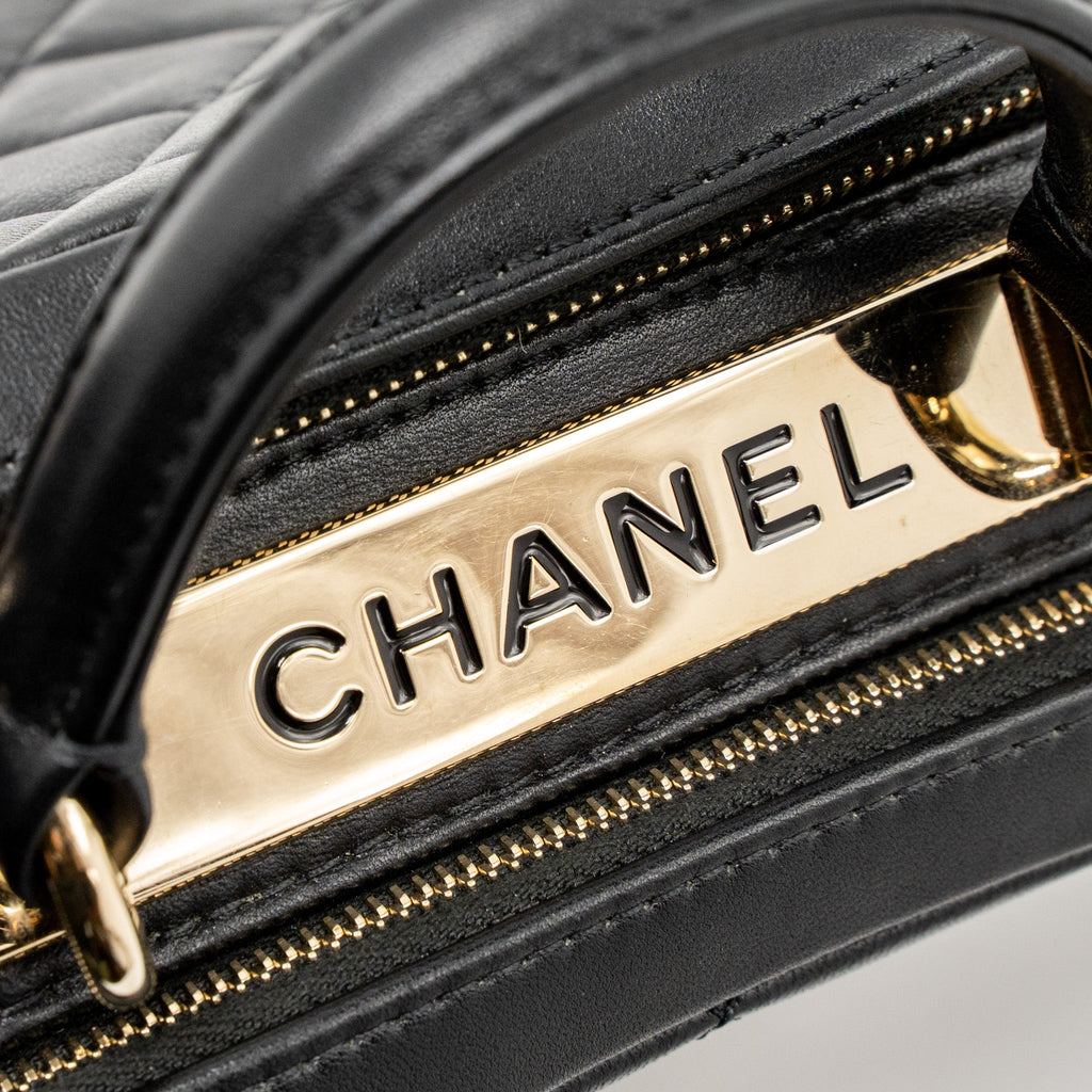 CHANEL TRENDY CC TOP HANDLE VANITY BAG LAMBSKIN BLACK GHW