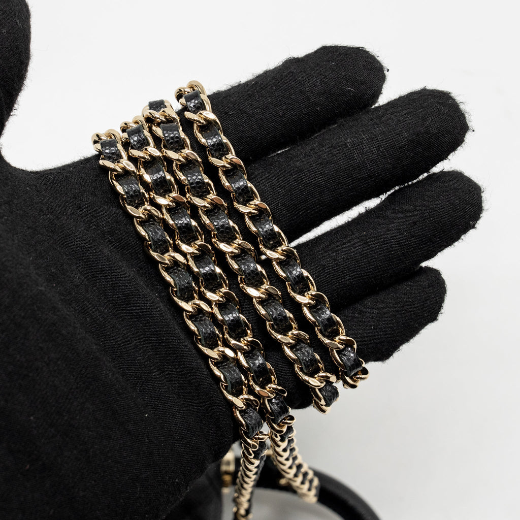 CHANEL COCO HANDLE CLUTCH WITH CHAIN CAVIAR BLACK LGHW (MICROCHIP)