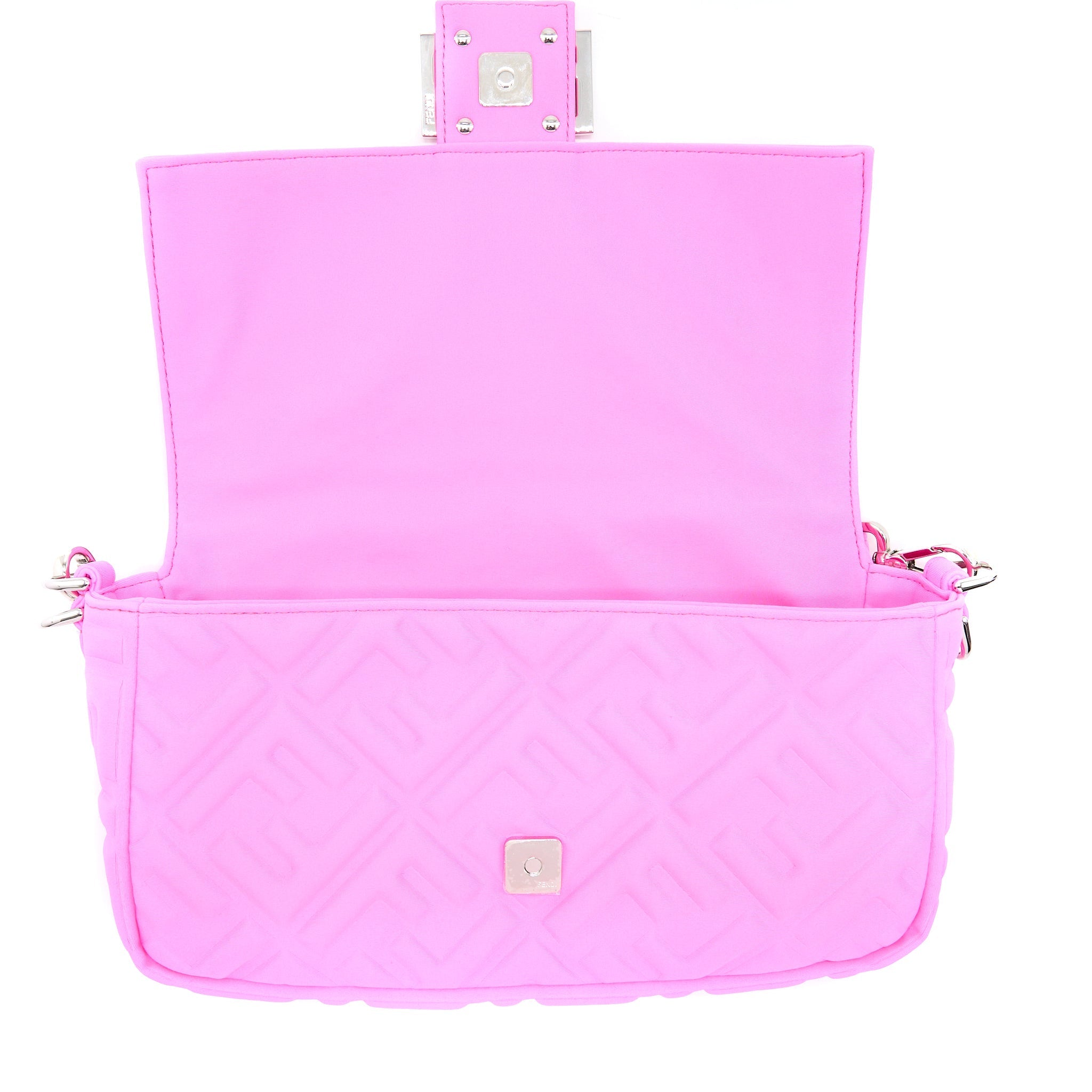 FENDI BAGUETTE BAG LYCRA FF EMBOSSED BRIGHT PINK SHW