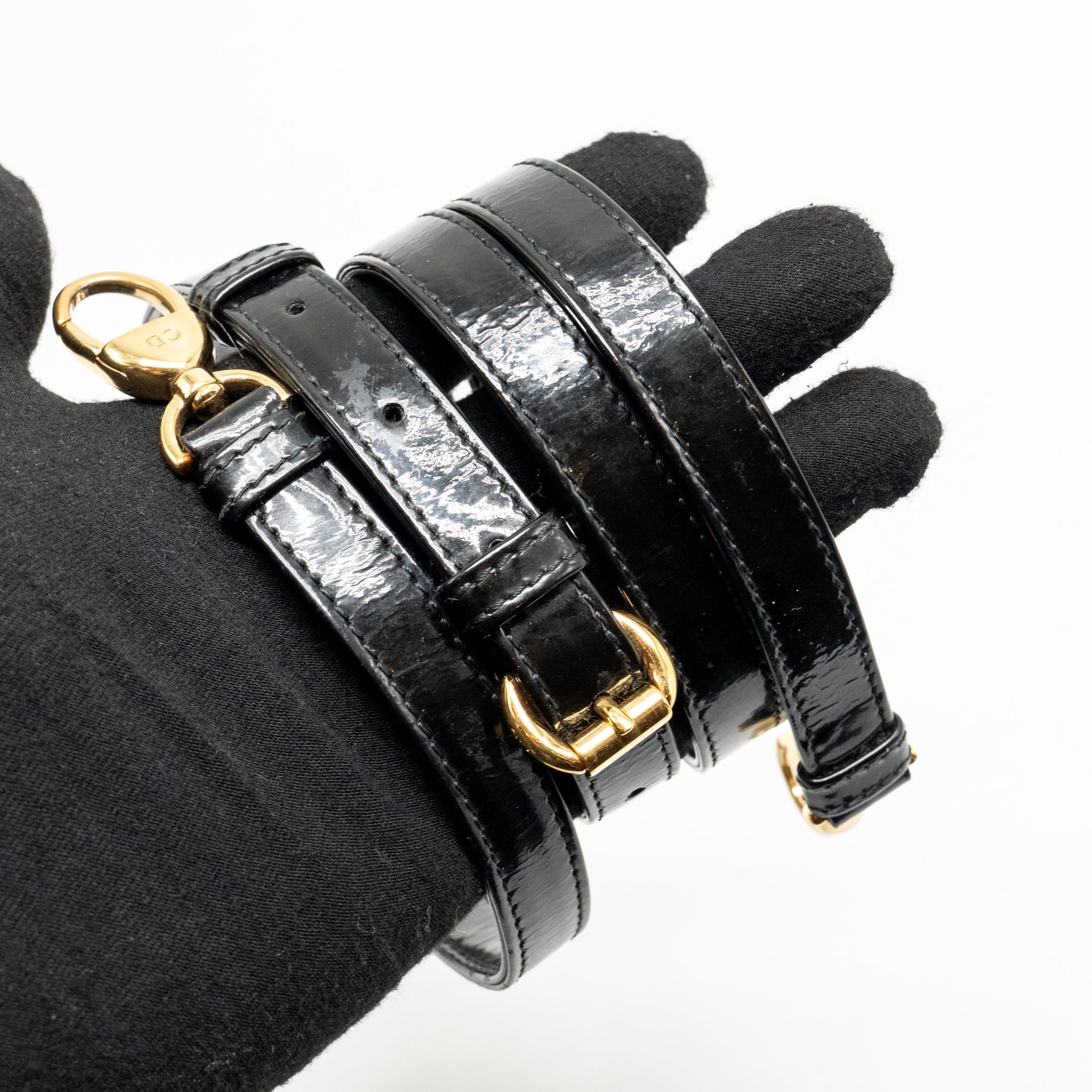 DIOR MINI LADY DIOR PATENT BLACK GHW