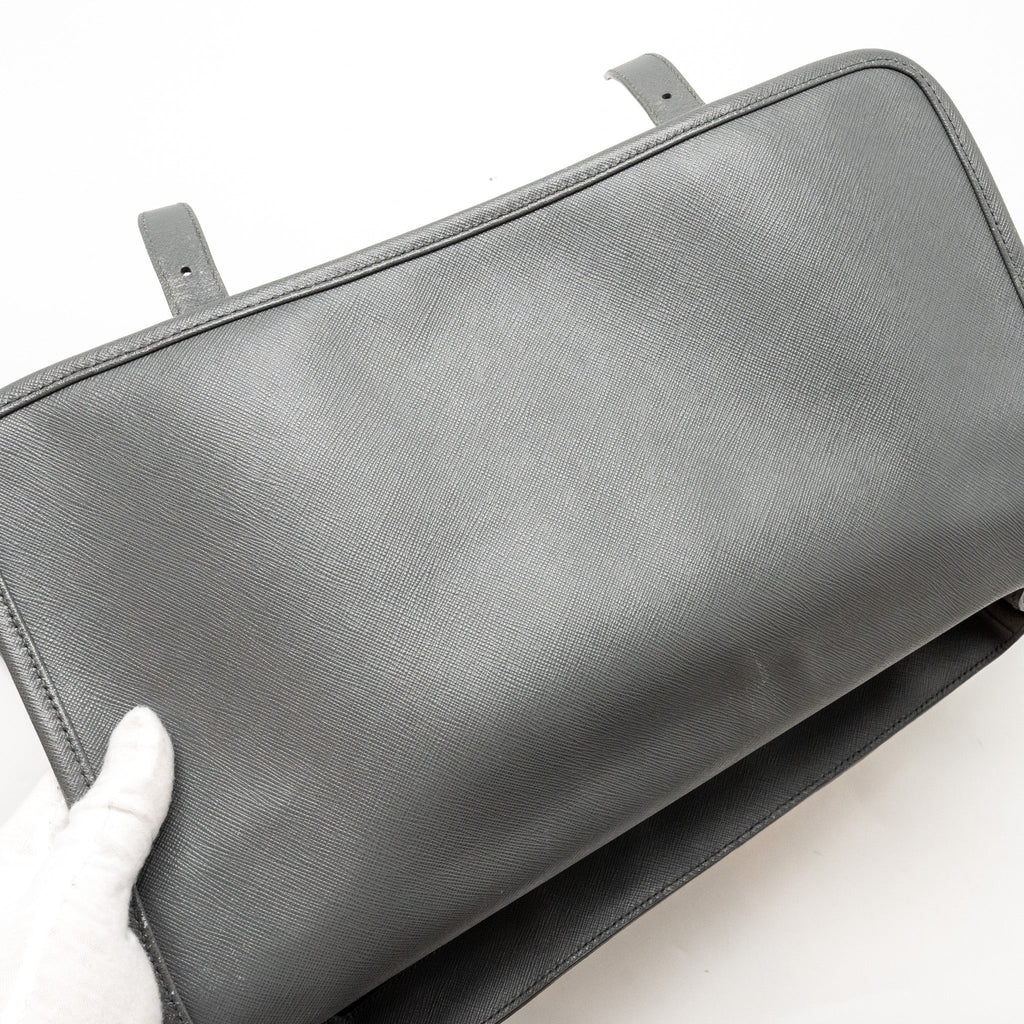 PRADA FLAP MESSANGER BAG CAVIAR GREY SHW