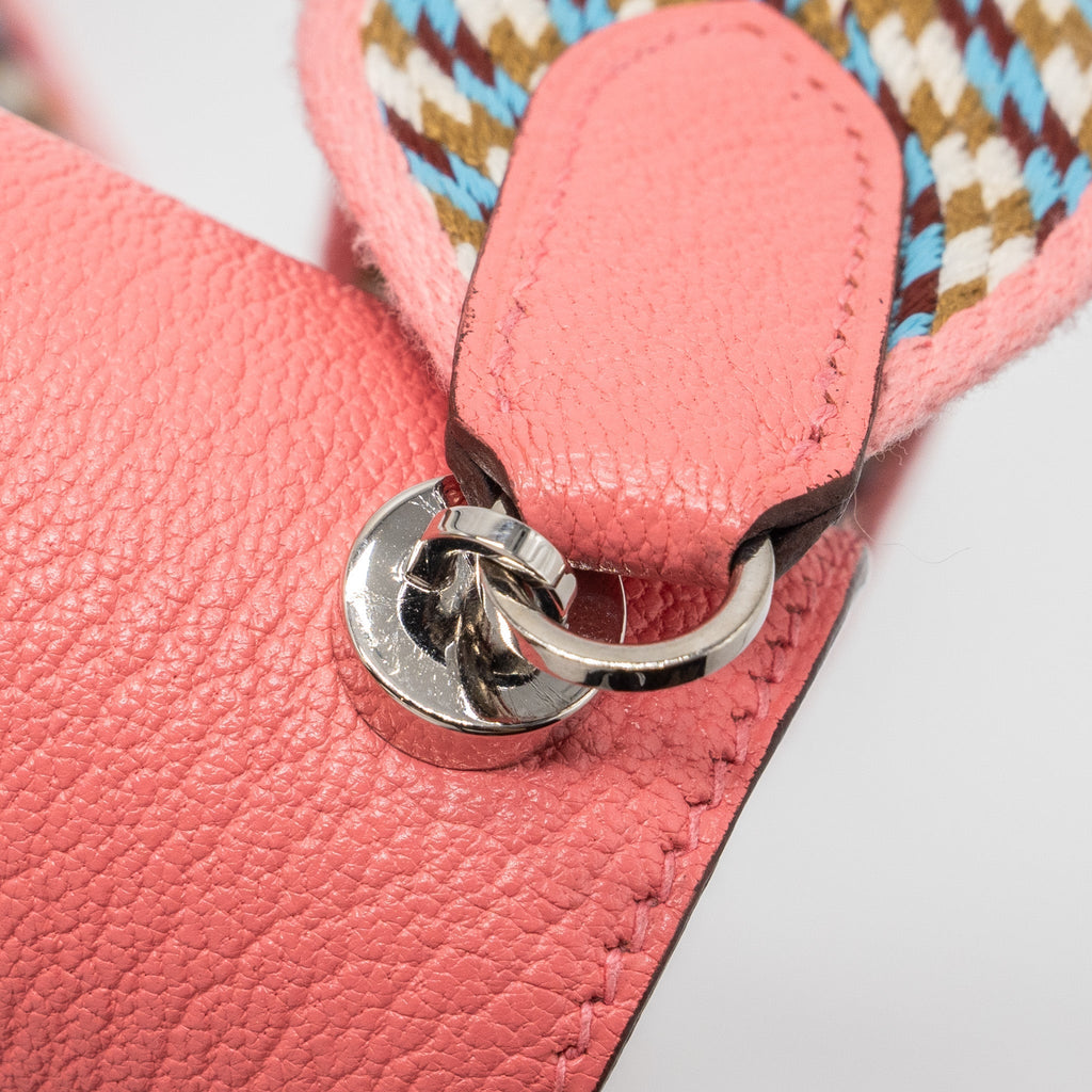 HERMES MINI VERROU CHEVRE MYSORE ROSE ETE MULTICOLOR STRAP SHW