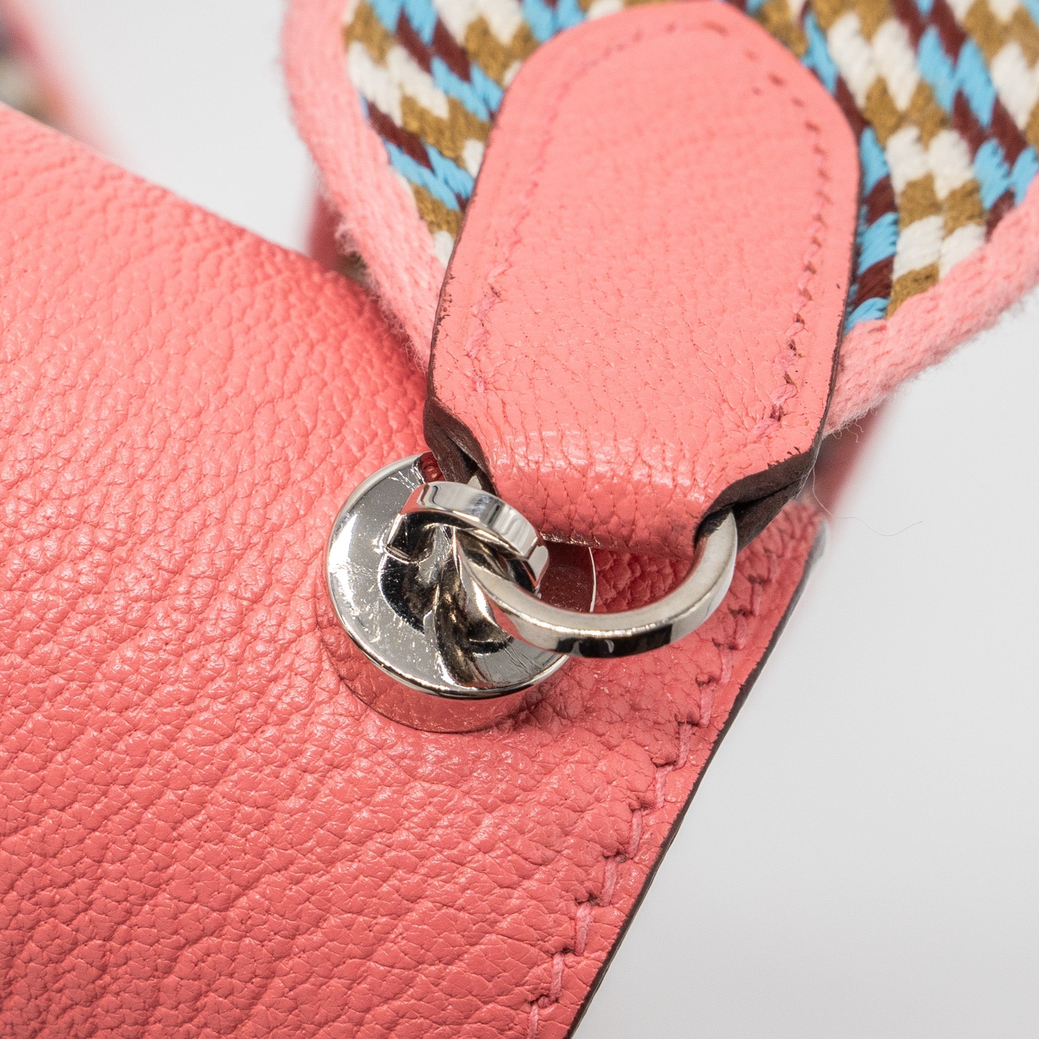 HERMES MINI VERROU CHEVRE MYSORE ROSE ETE MULTICOLOR STRAP SHW