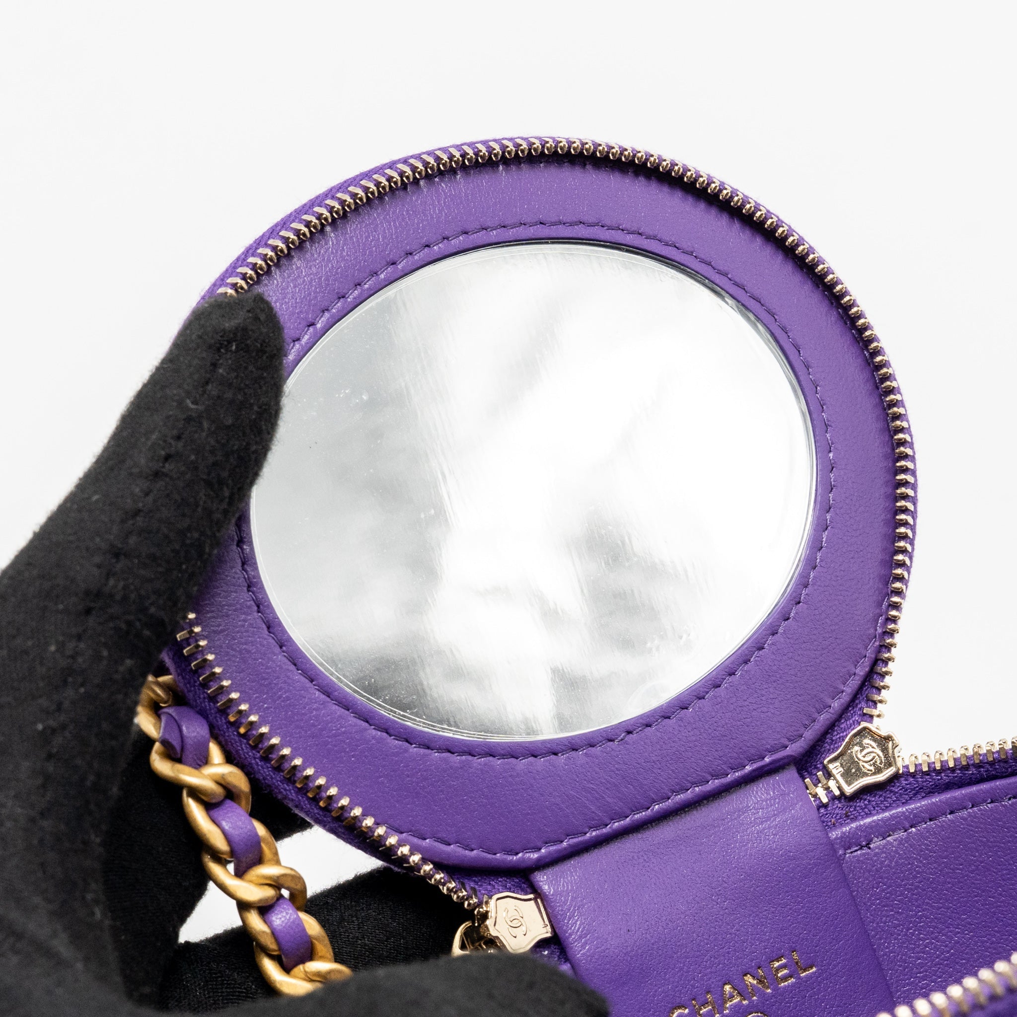 CHANEL 22A VANITY WITH CHAIN LAMBSKIN PURPLE GHW (MICROCHIP)