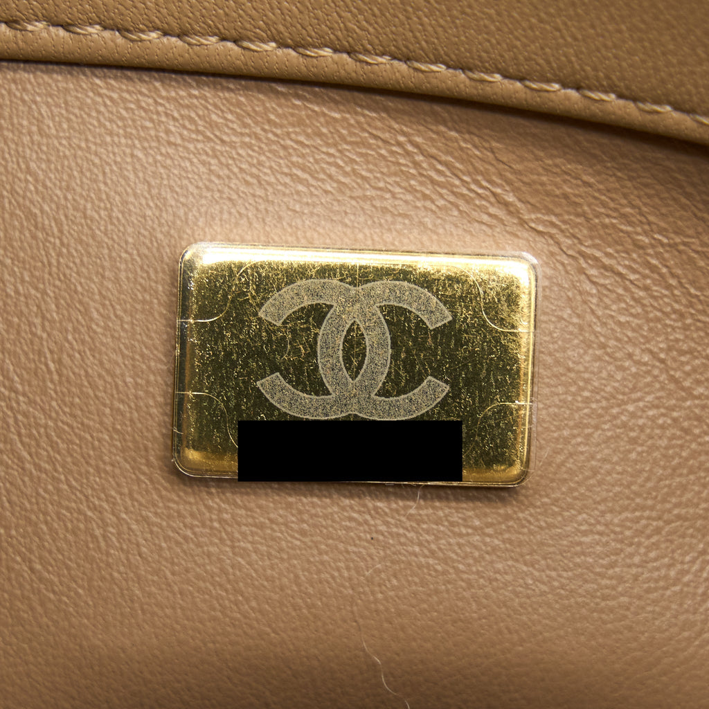 CHANEL PEARL CRUSH MINI SQUARE FLAP BAG LAMBSKIN DARK BEIGE GHW(MICROCHIP)