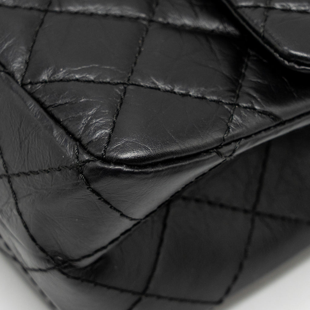 CHANEL LARGE 2.55 REISSUE FLAP BAG AGED CALFSKIN BLACK GHW
