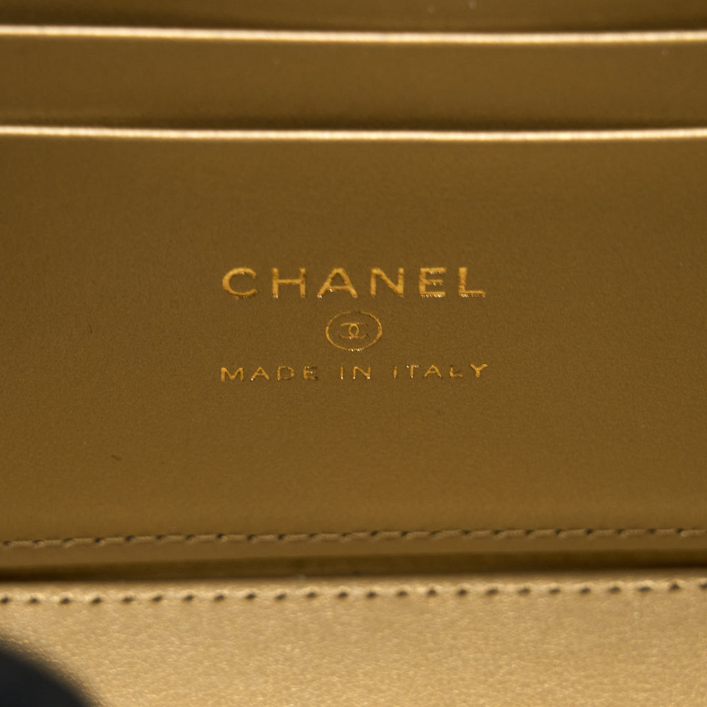 CHANEL 23C PEARL CRUSH LONG VANITY LAMBSKIN BLACK LGHW (MICROCHIP)