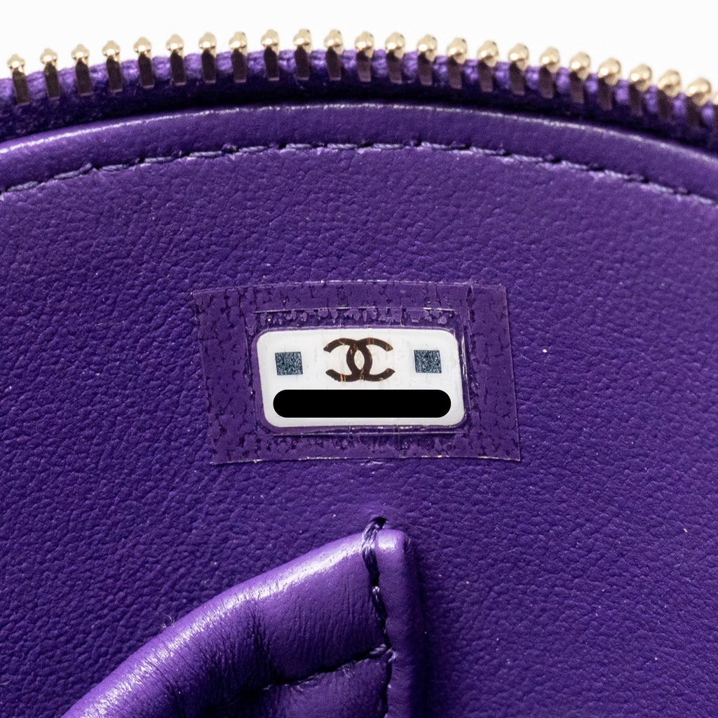 CHANEL 22A VANITY WITH CHAIN LAMBSKIN PURPLE GHW (MICROCHIP)