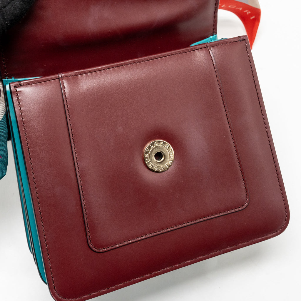 BVLGARI SERPENTI FOREVER FLAP BAG CALFSKIN ROMAN GARNET/TROPICAL TOURQUOISE/DEEP JADE LGHW