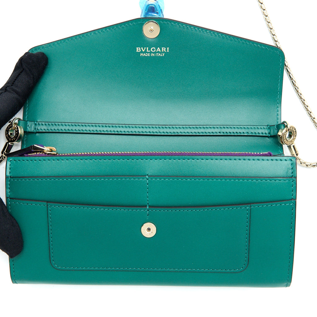 BVLGARI SERPENTI FOREVER WALLET ON CHAIN CALFSKIN GREEN