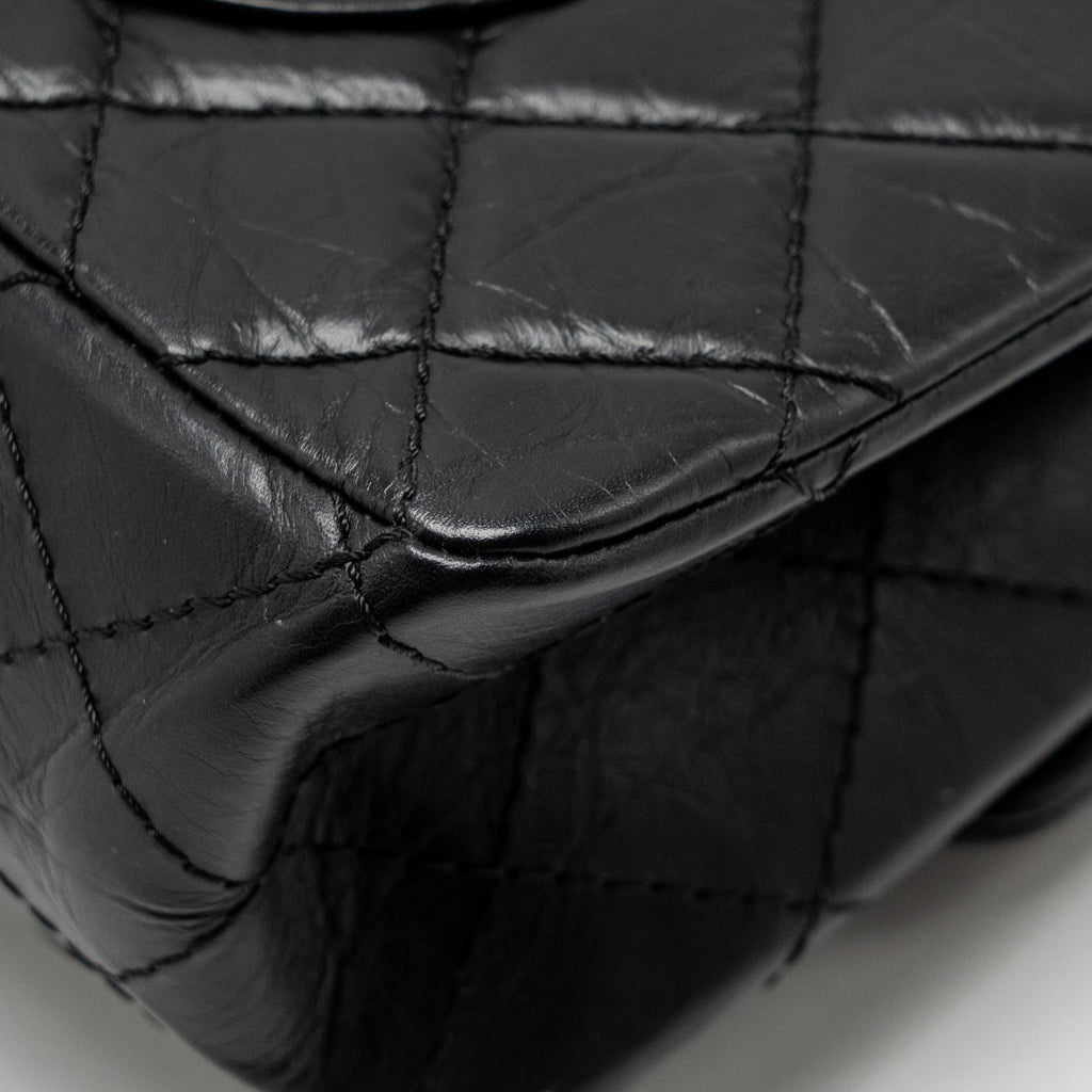 CHANEL LARGE 2.55 REISSUE FLAP BAG AGED CALFSKIN BLACK GHW