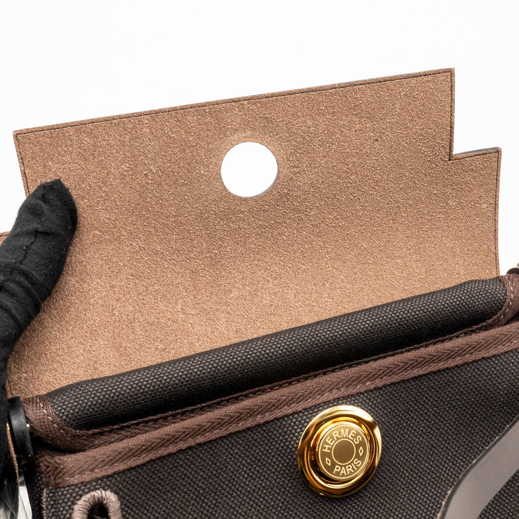 HERMES HERBAG MINI CANVAS/HUNTER LEATHER EBENE GHW