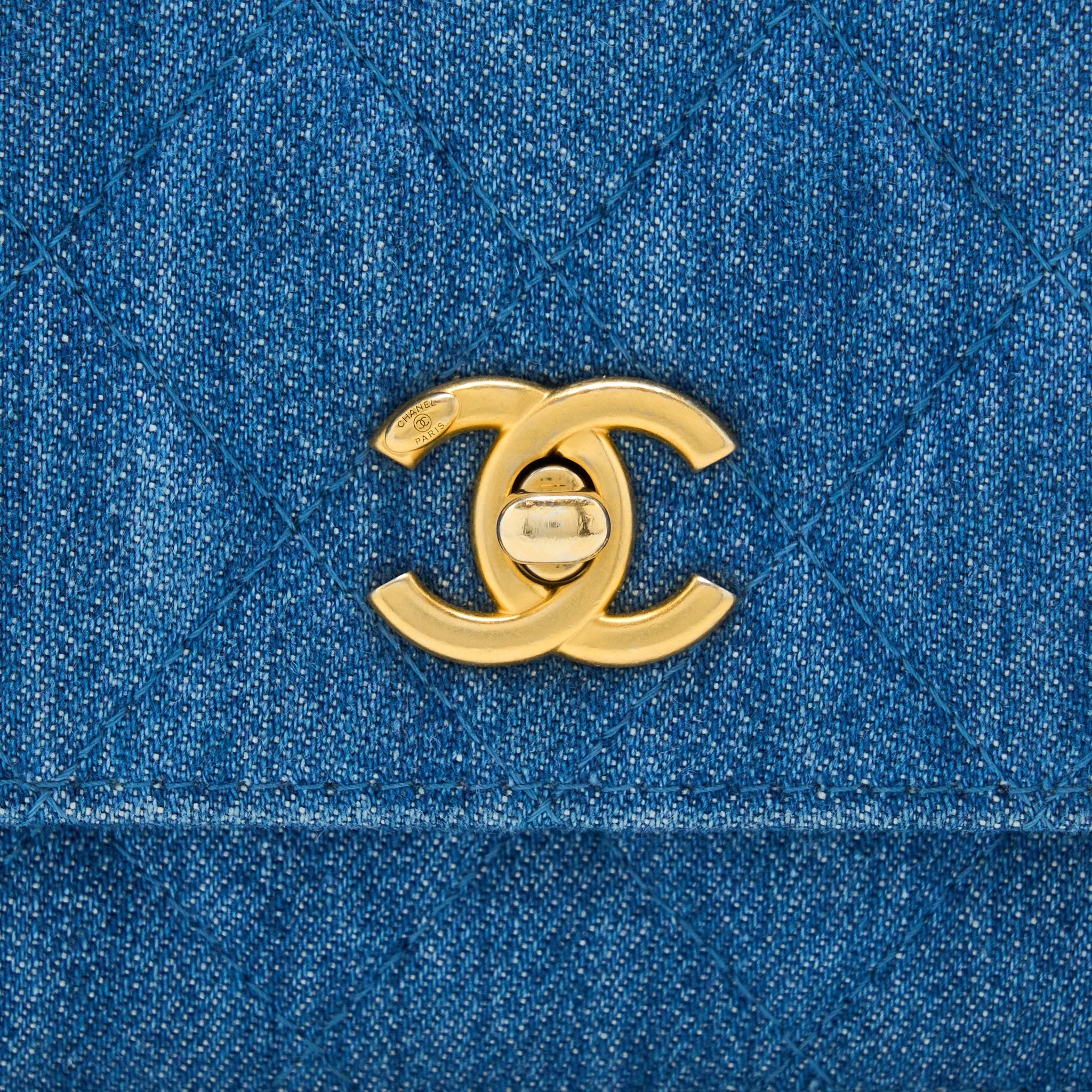 CHANEL DENIM PEARL CRUSH WALLET ON CHAIN DENIM BLUE BRUSHED GHW