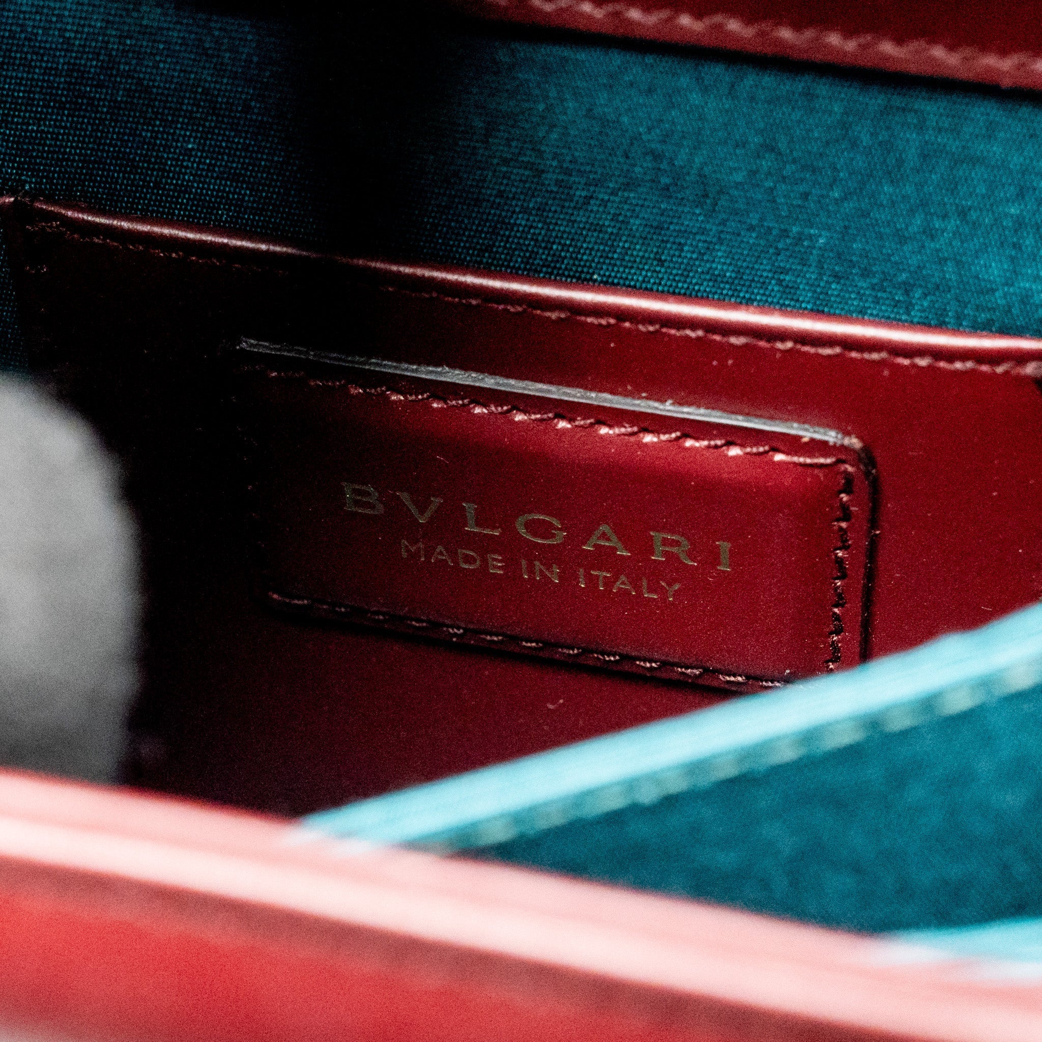 BVLGARI SERPENTI FOREVER FLAP BAG CALFSKIN ROMAN GARNET/TROPICAL TOURQUOISE/DEEP JADE LGHW