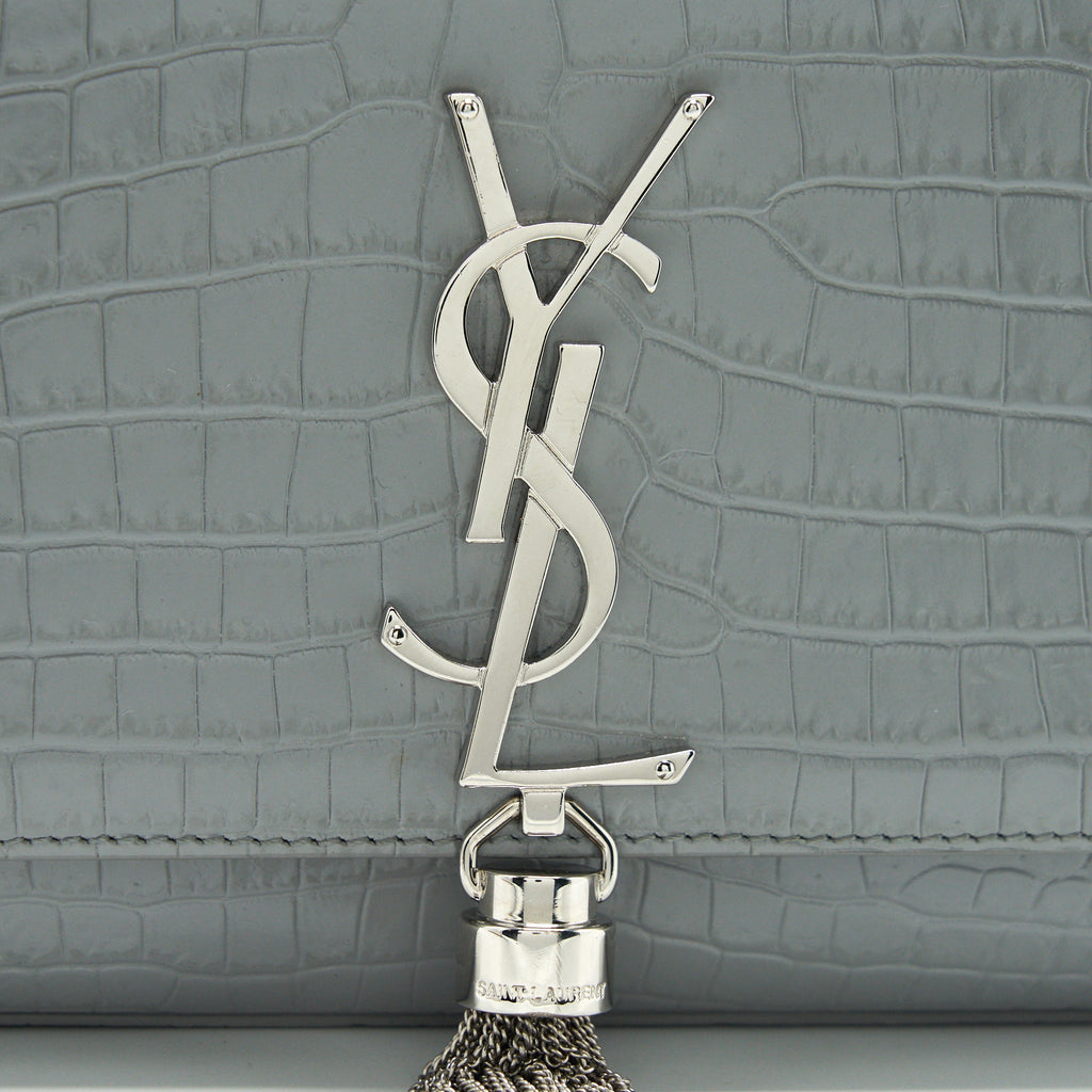 SAINT LAURENT/YSL SMALL KATE BAG CROC-EMBOSSED WITH TASSEL