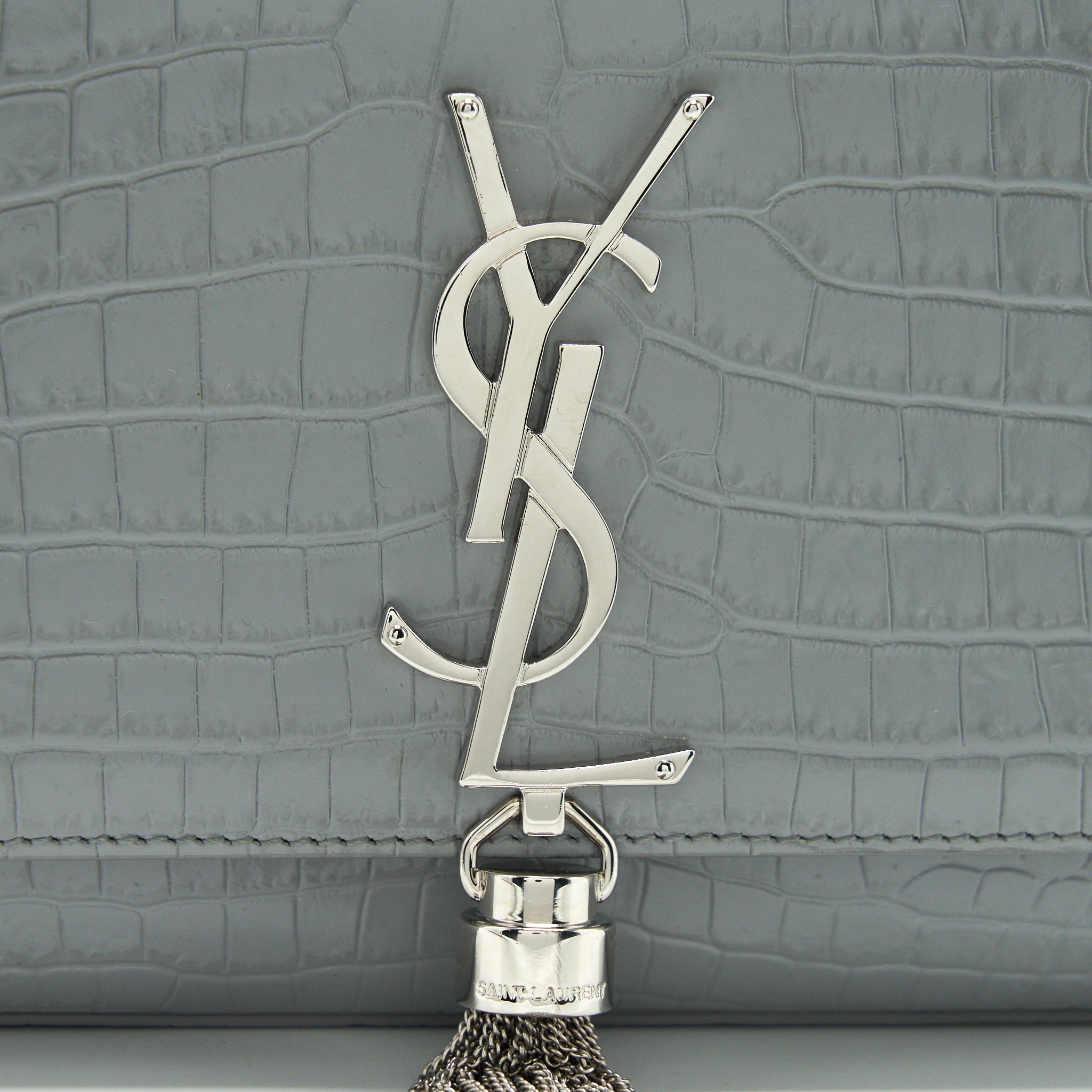 SAINT LAURENT/YSL SMALL KATE BAG CROC-EMBOSSED WITH TASSEL