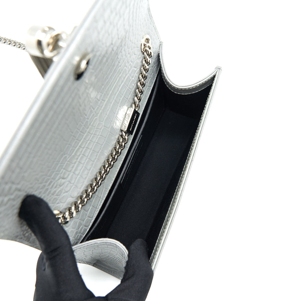 SAINT LAURENT/YSL SMALL KATE BAG CROC-EMBOSSED WITH TASSEL