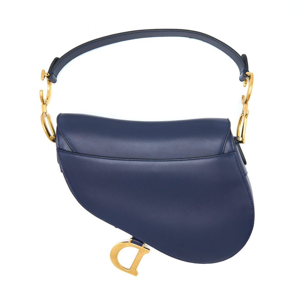 DIOR MEDIUM SADDLE BAG SMOOTH CALFSKIN NAVY GHW