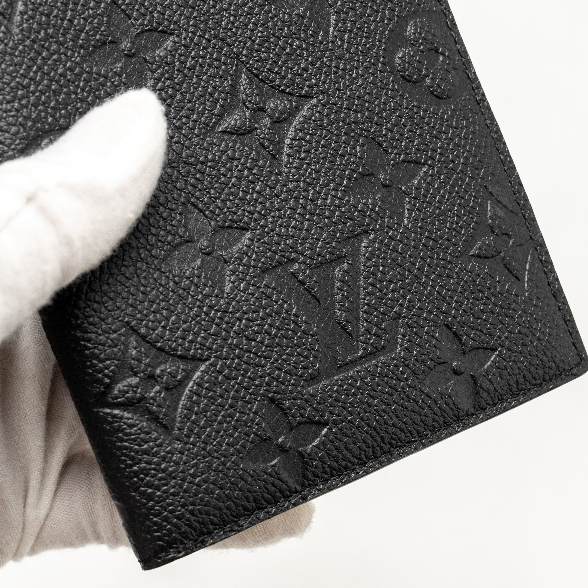 LOUIS VUITTON PASSPORT COVER MONOGRAM EMPREINTE LEATHER BLACK