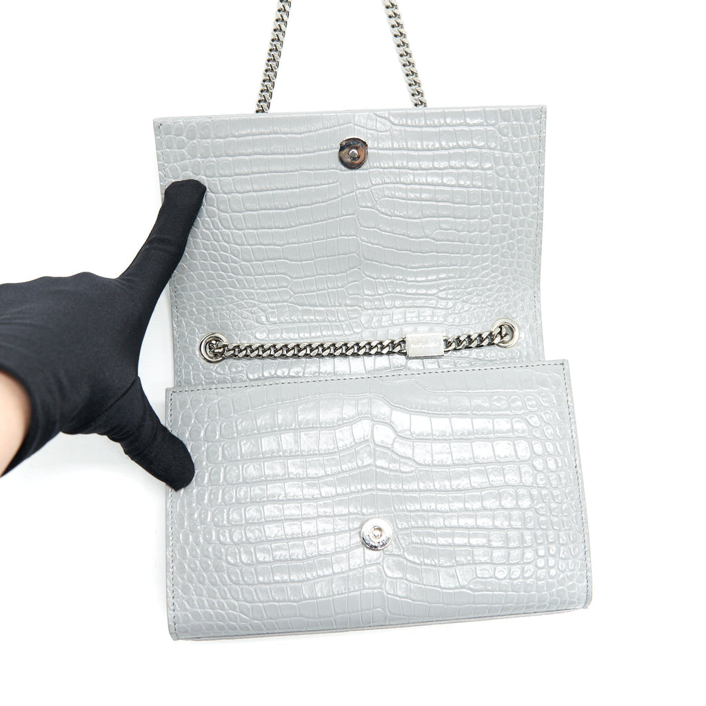 SAINT LAURENT/YSL SMALL KATE BAG CROC-EMBOSSED WITH TASSEL