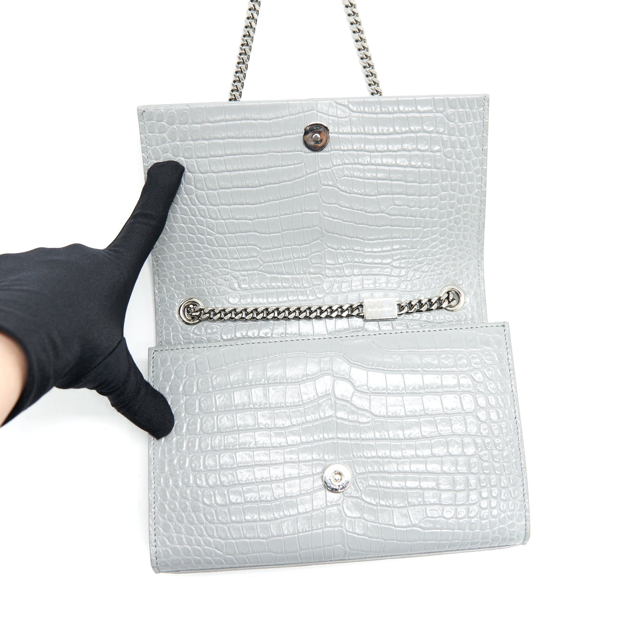 SAINT LAURENT/YSL SMALL KATE BAG CROC-EMBOSSED WITH TASSEL
